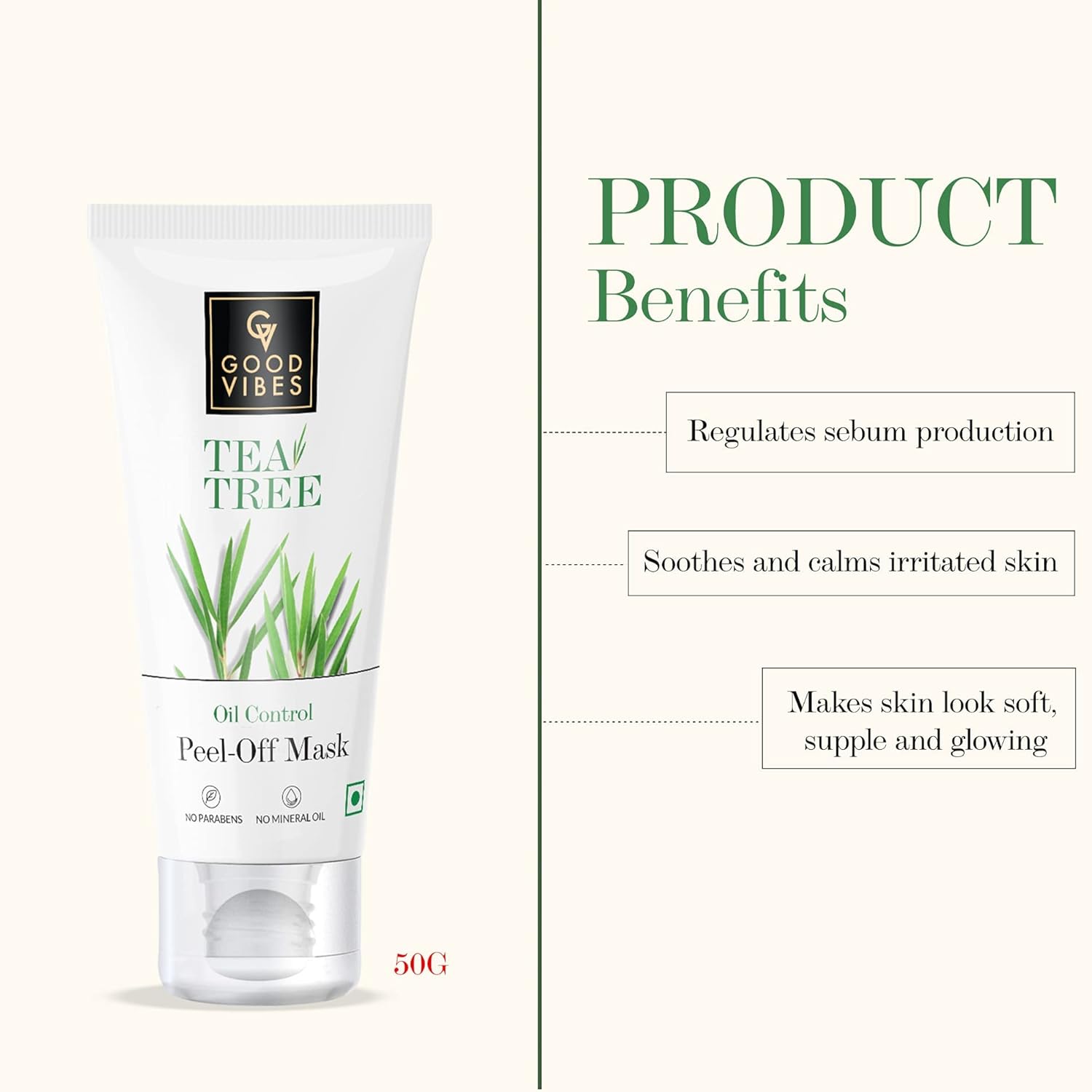 قناع تقشير قابل للنزع من Good Vibes بزيت شجرة الشاي 50 غرام