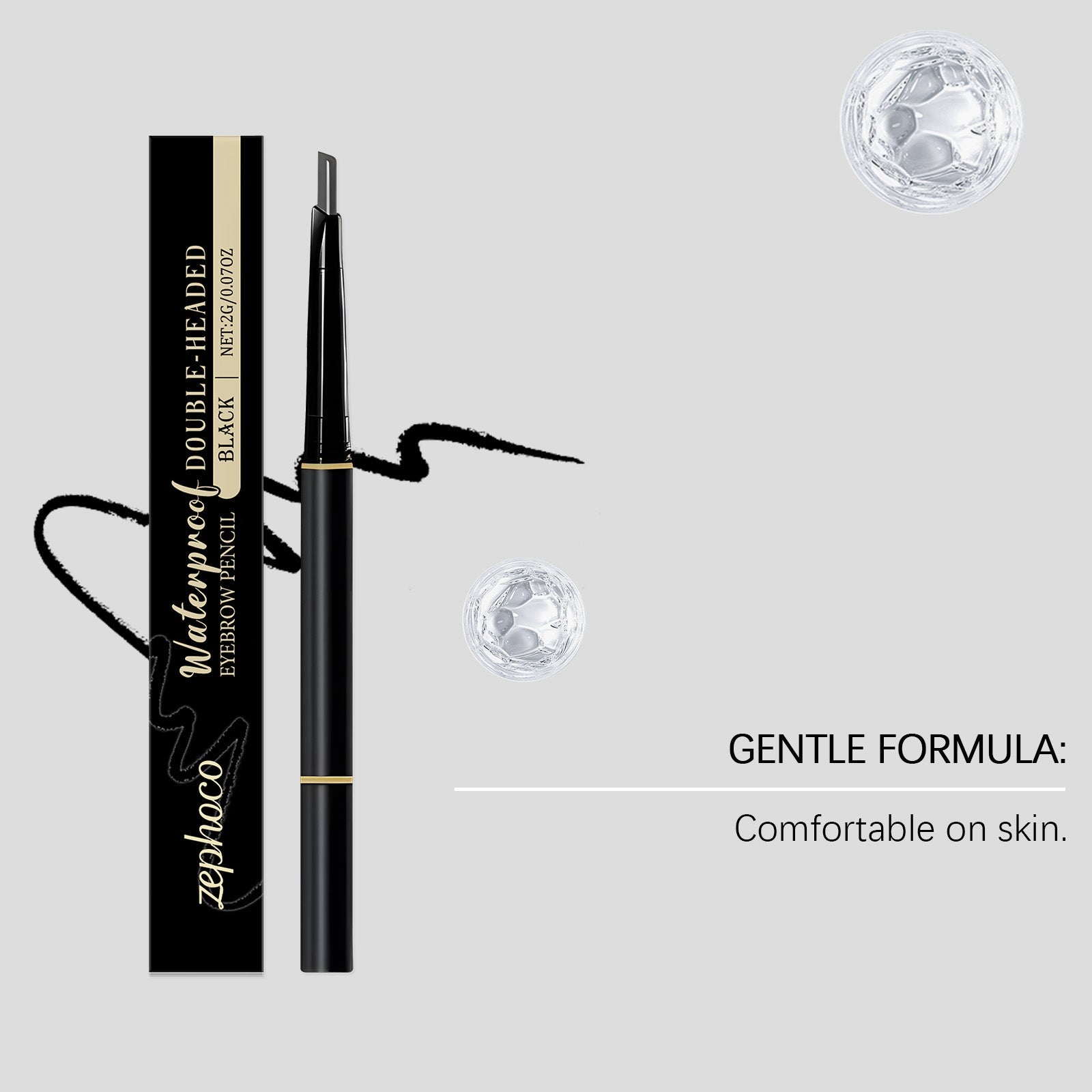 Dual-Head Eyebrow Pencil, Natural Color Development, Waterproof, Long-Lasting, Easy Touch-Up ,2g