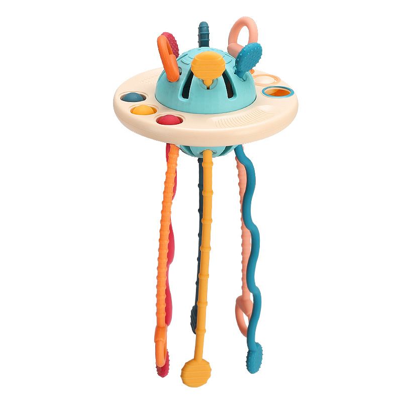 Sensory Toys UFO Silicone Pull String Activity Toy Baby Finger Exercise Fine Motor Skills Toys