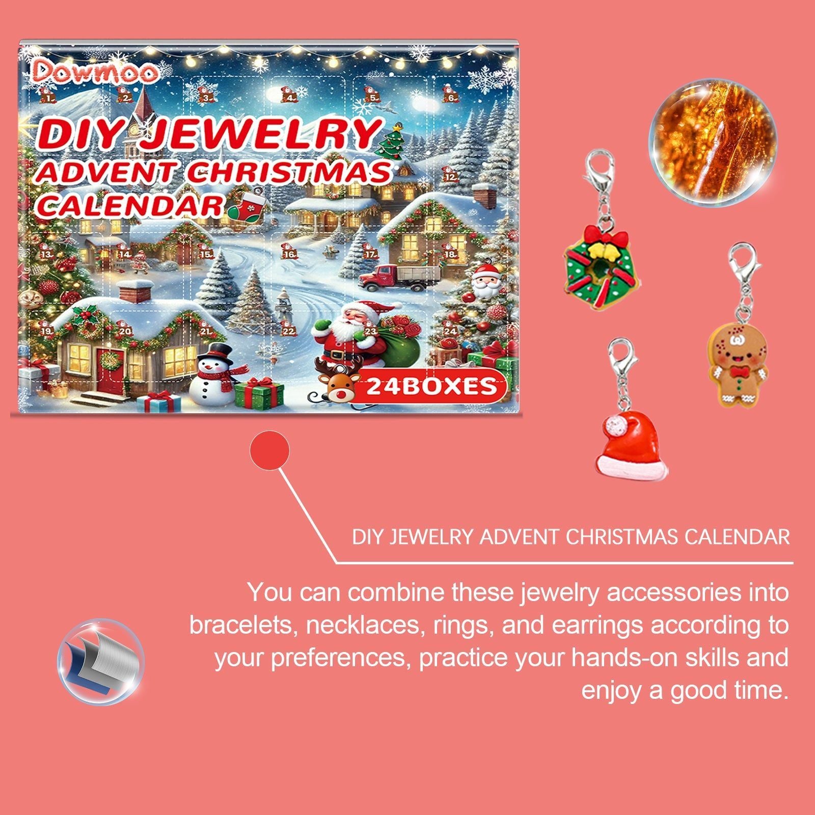 Creative DIY Christmas Bracelet Blind Box Kit, Holiday Jewelry Gift, Fun Countdown ,24pcs