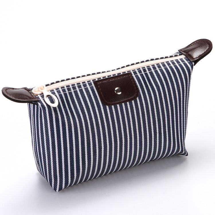 Striped Cosmetic Bag Travel Folding Toiletry Bag