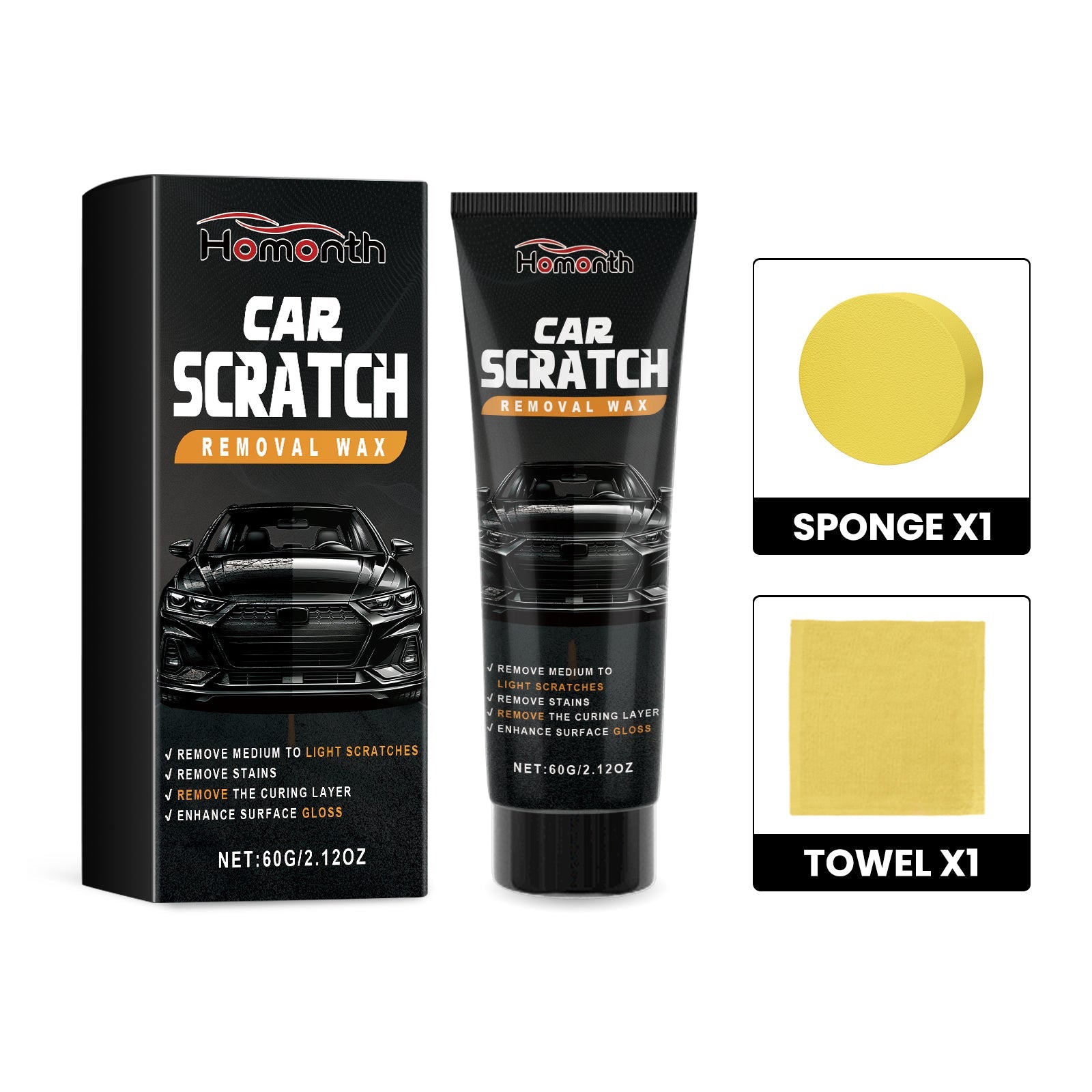 Car Scratch Remover Wax, Automotive Polishing Kit, Easy Scratch Repair, 85g ,1set