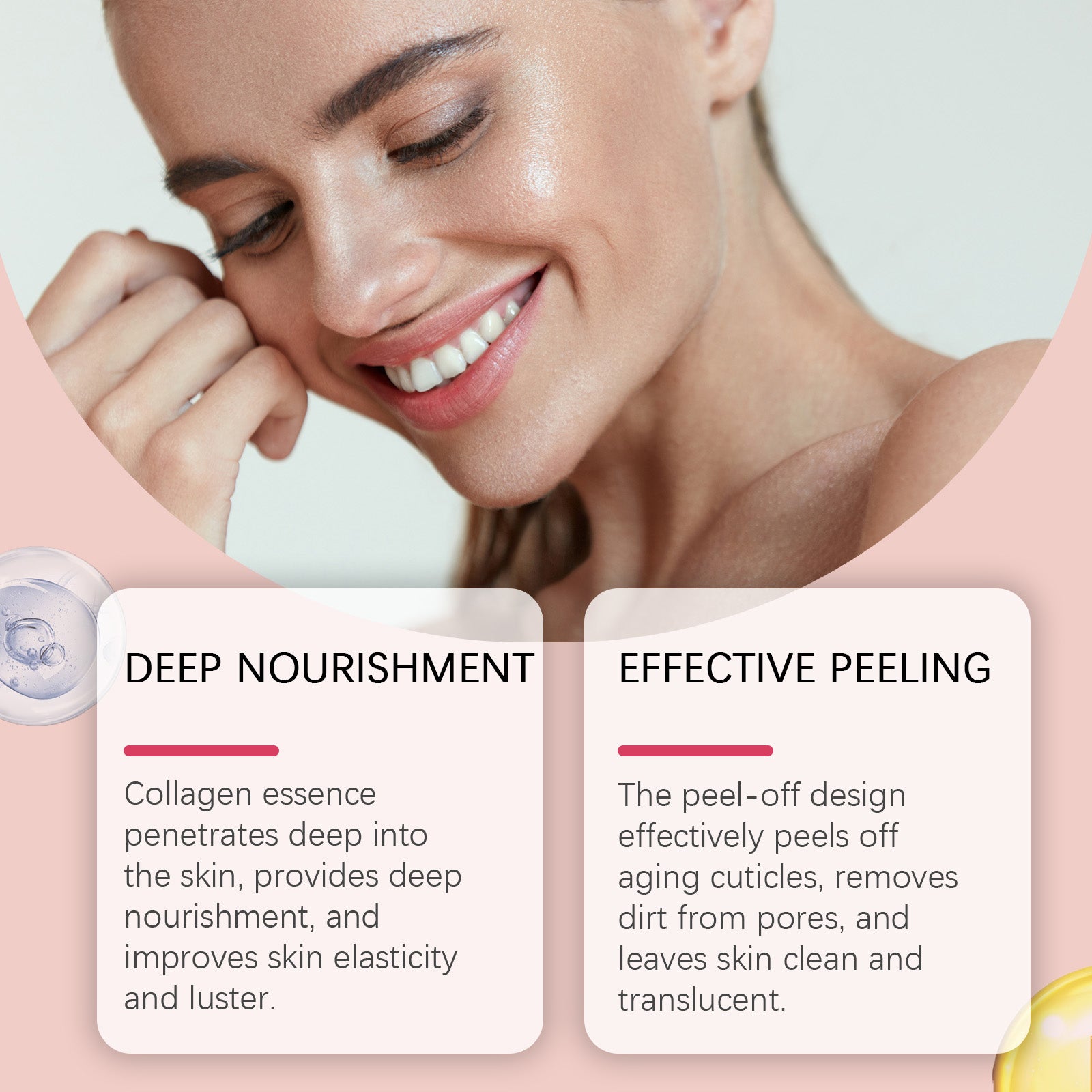 Collagen Peel Mask, Brighten Skin Tone, Deep Hydration, Anti-Aging, Glow ,1set
