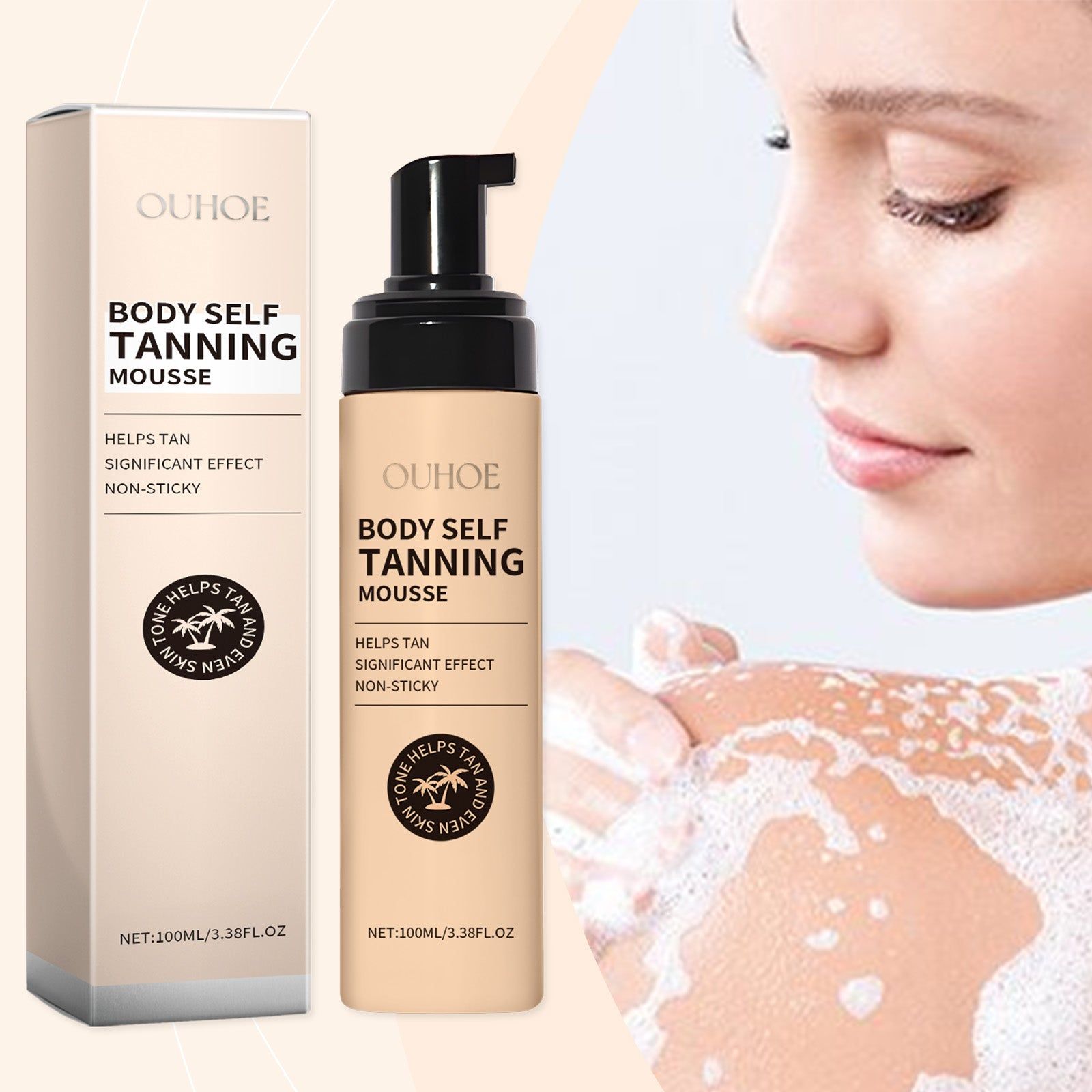 Black Body Mousse Tanning Bronzer, Improve Skin Tone, Hydrating, Natural Glow ,100ml