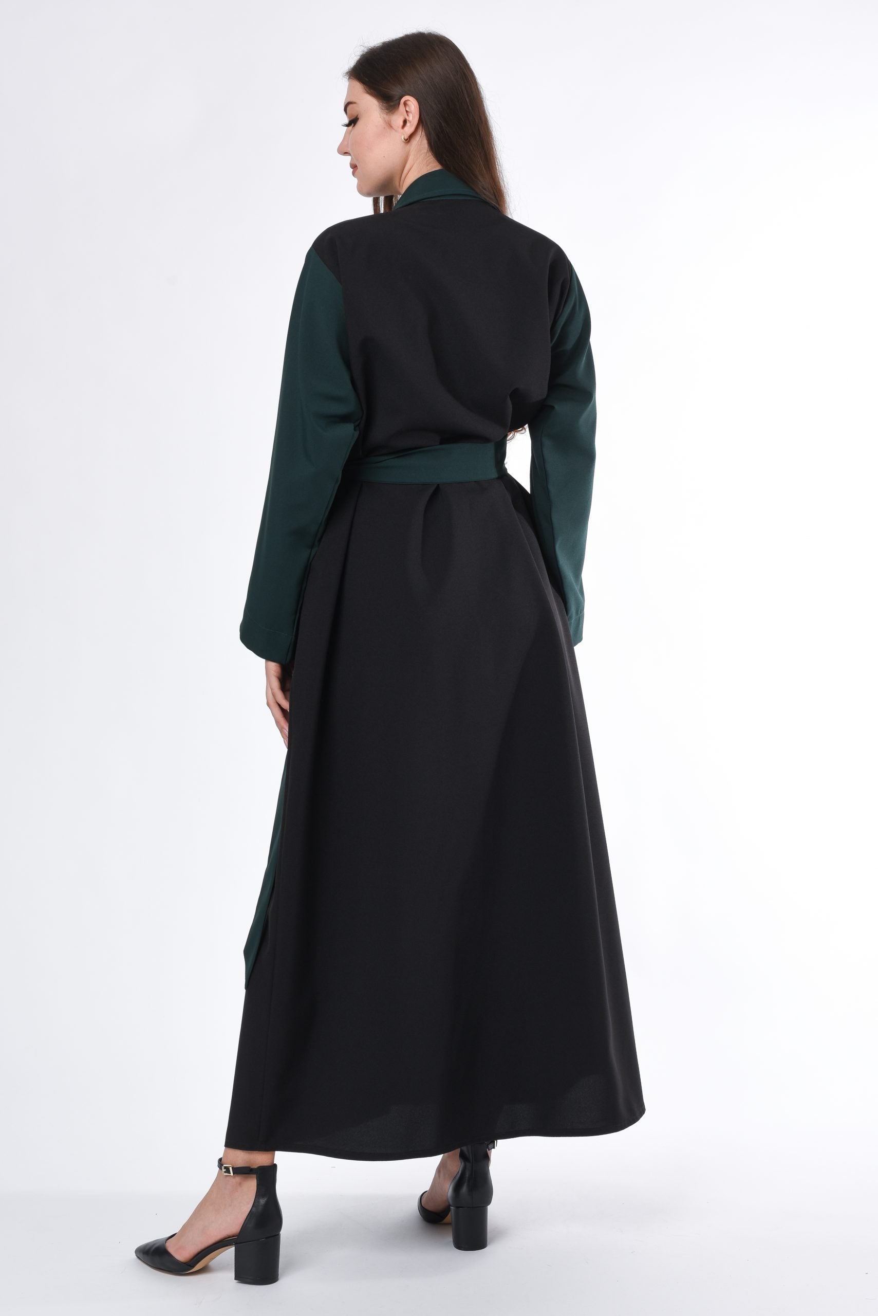 MOiSTREET Black Green Coat Style Abaya