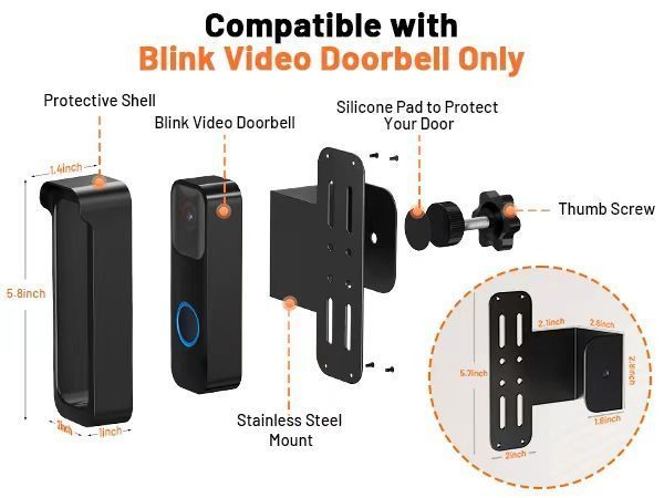 Anti Theft Outdoor Video Doorbell Bracket Secure Wall Mount Bracket for Video Doorbell