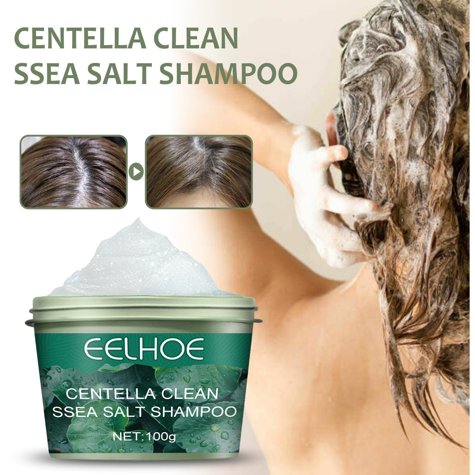 Centella Sea Salt Shampoo, Oil Control, Deep Cleaning, Degreasing, Fluffy Hair ,100g