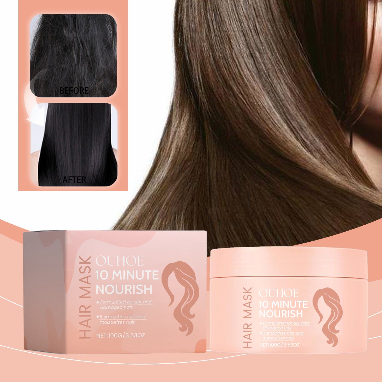 10 Min Superfood Hair Mask, Nourishing Hydrating Repair for Damaged Hair, Glossy Smooth Oil Control ,100g