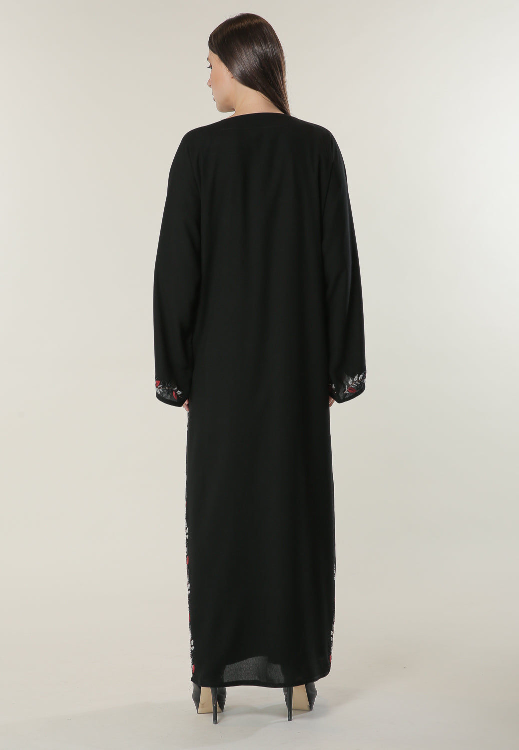 MOiSTREET Black Abaya with Beautifully hand embellished threadwork and beadwork