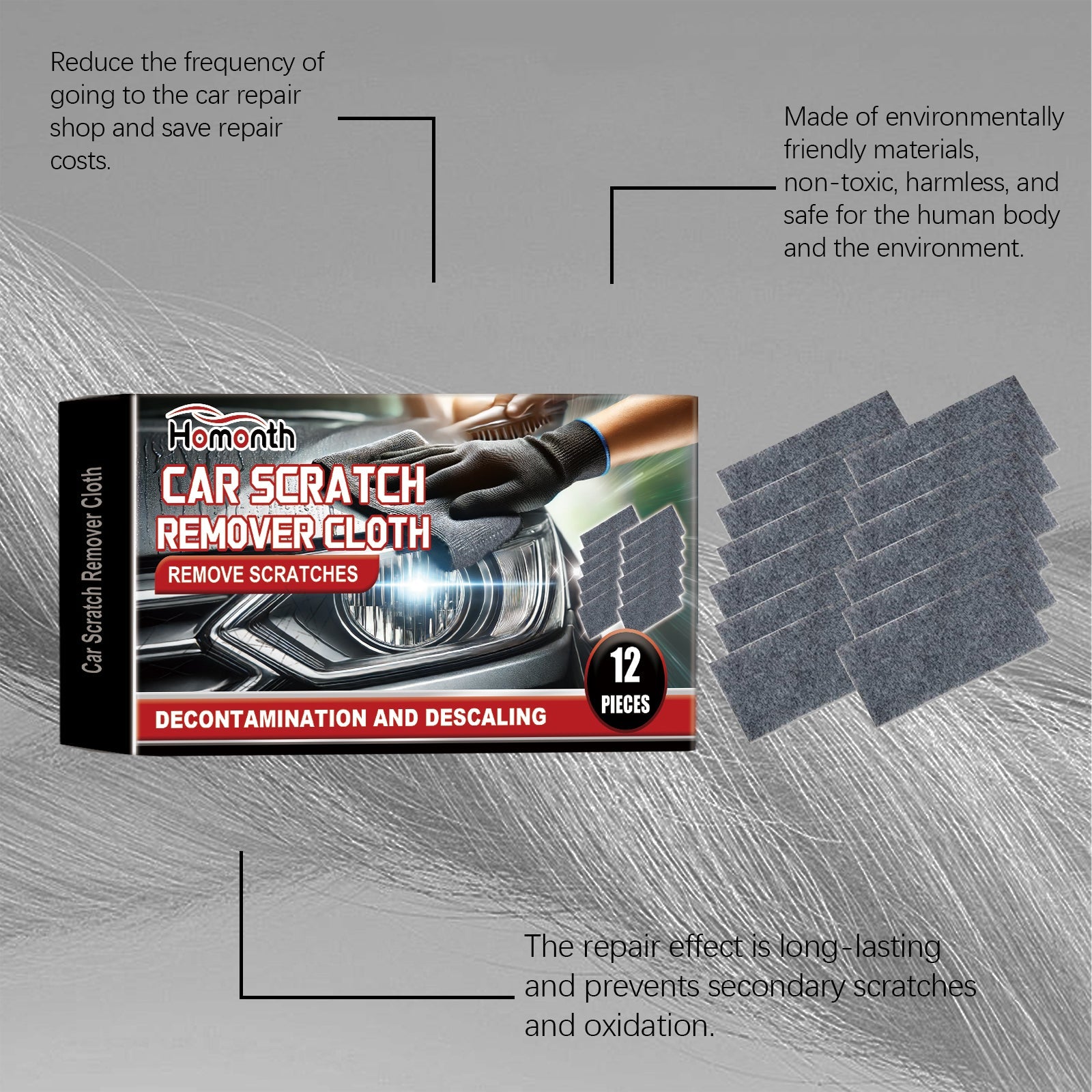 Car Scratch Remover Cloth, Quick Car Cleaning & Paint Repair, Easy Scratch Fix ,12pcs