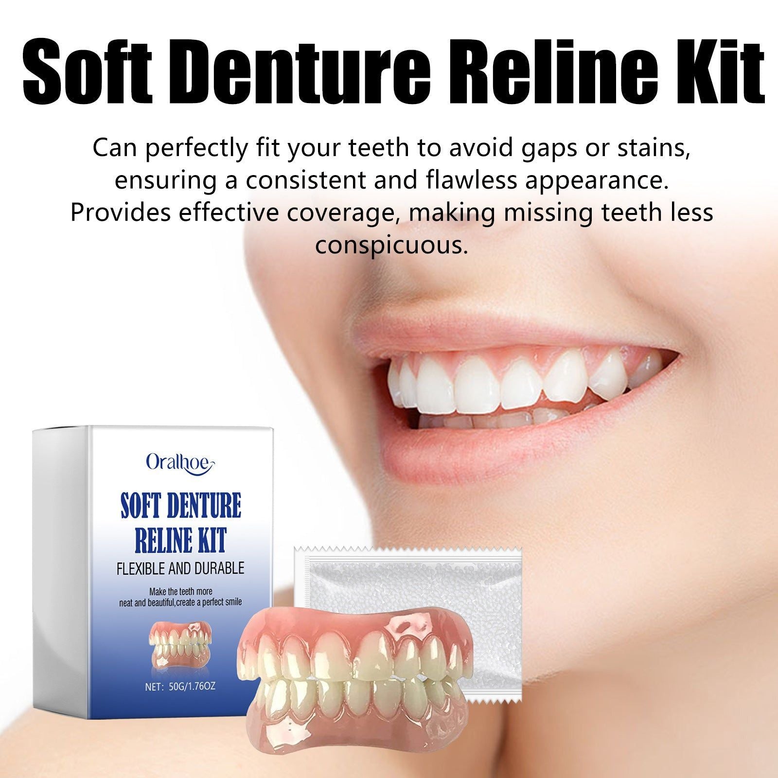 Transform Your Smile with Soft Denture Reline Kit, Easy Tooth Modification ,1set