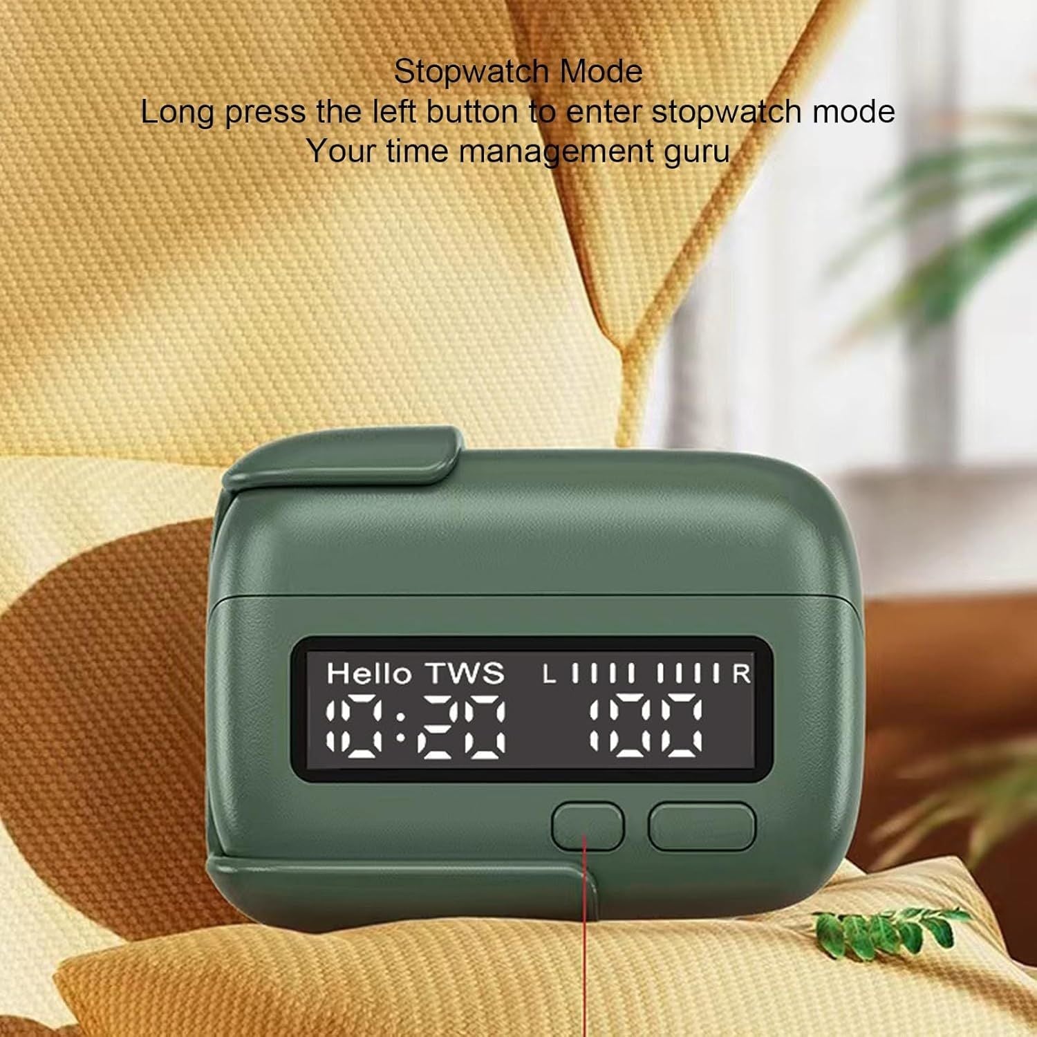 Wireless Earbuds Retro Clock Display Noise Reduction Stereo Sound Multifunction Earphone