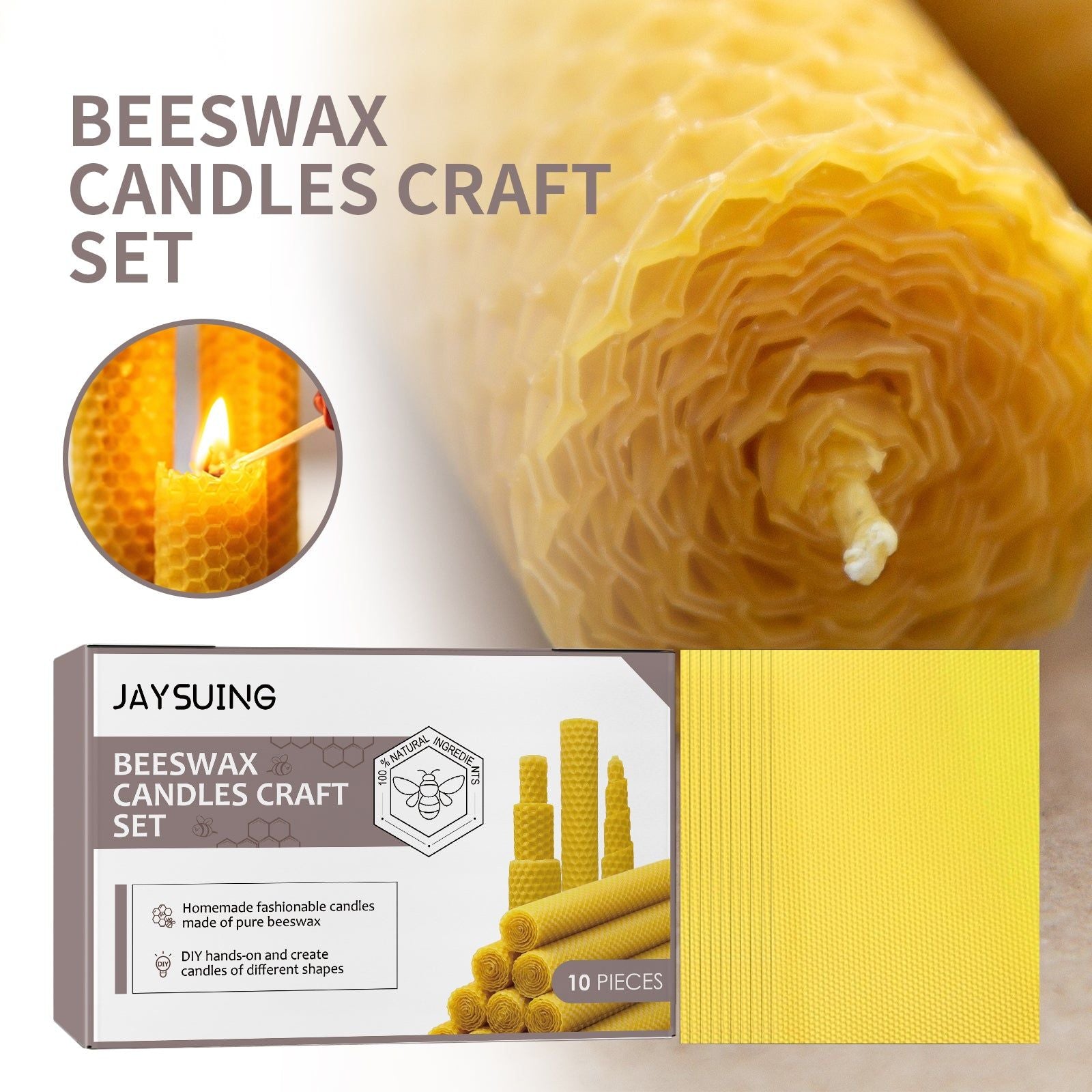 Create Eco-Friendly Beeswax Tablets for DIY Candles, Kids Craft, Holiday Decor ,10pcs