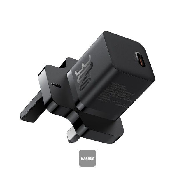 Baseus GaN5 30W Type-C Mini Fast Charger UK Plug, Black, P10110906113-00