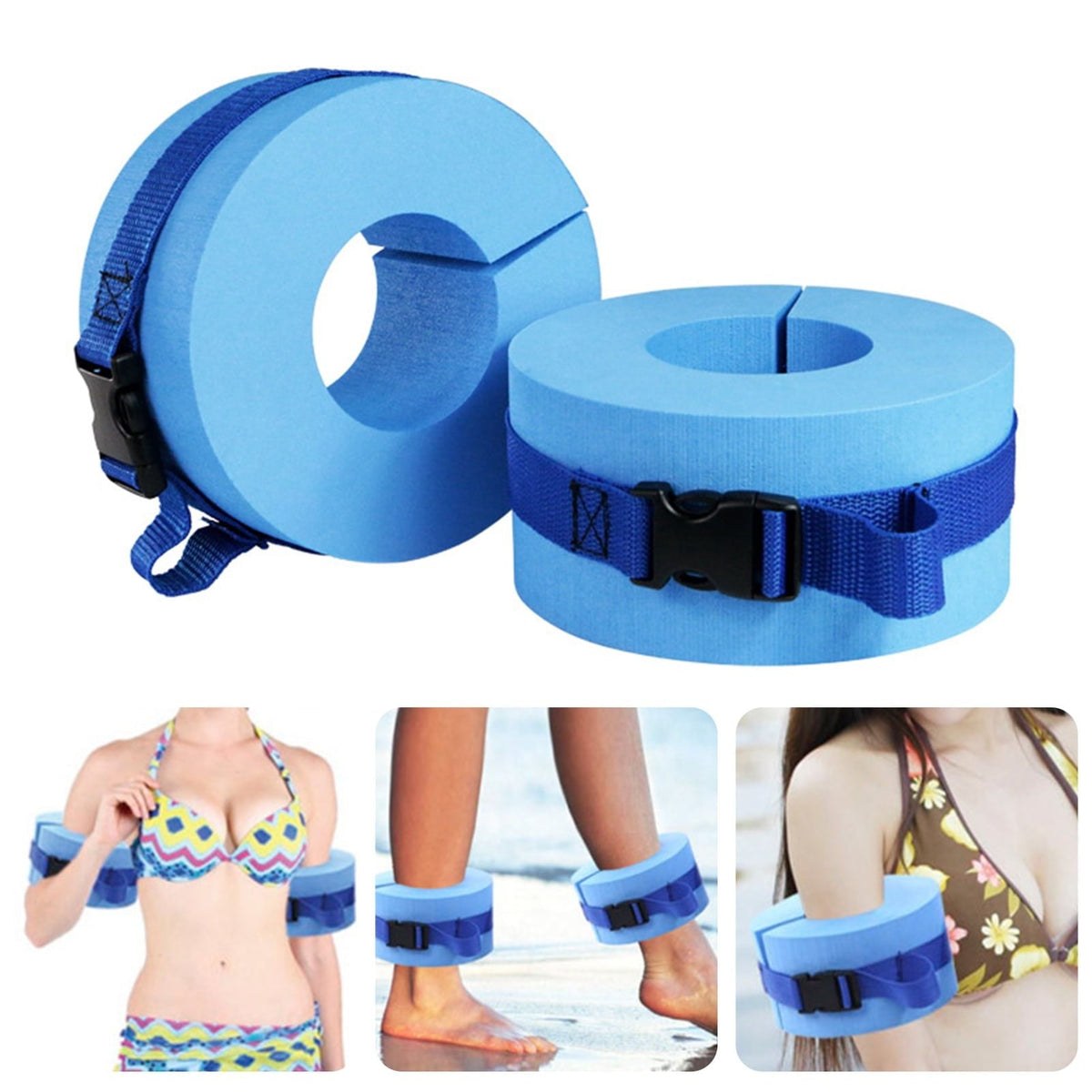 2Pcs Swim Aquatic Cuffs High Density Foam Water Aerobics Float Ring Swimming Fitness Aid