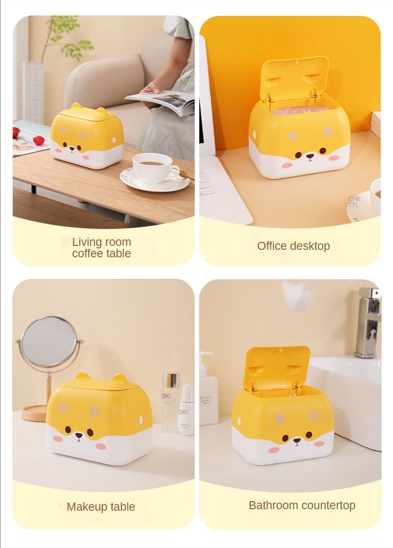 Cute Trash Bin Mini Cute Dog Waste Can Home Office Desktop Garbage Can