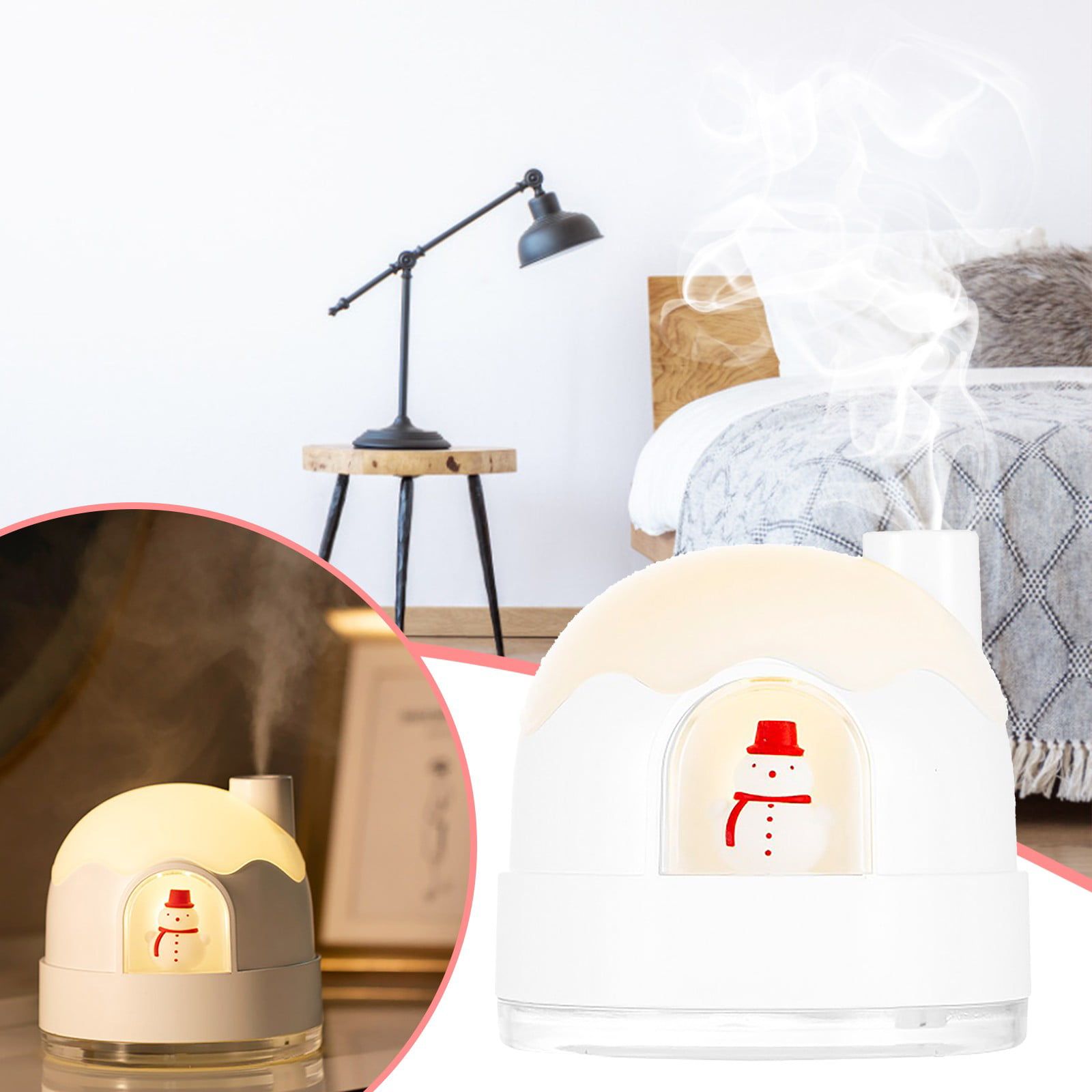 Portable Household Humidifier Igloo Snowman Night Light Christmas Gift Decor