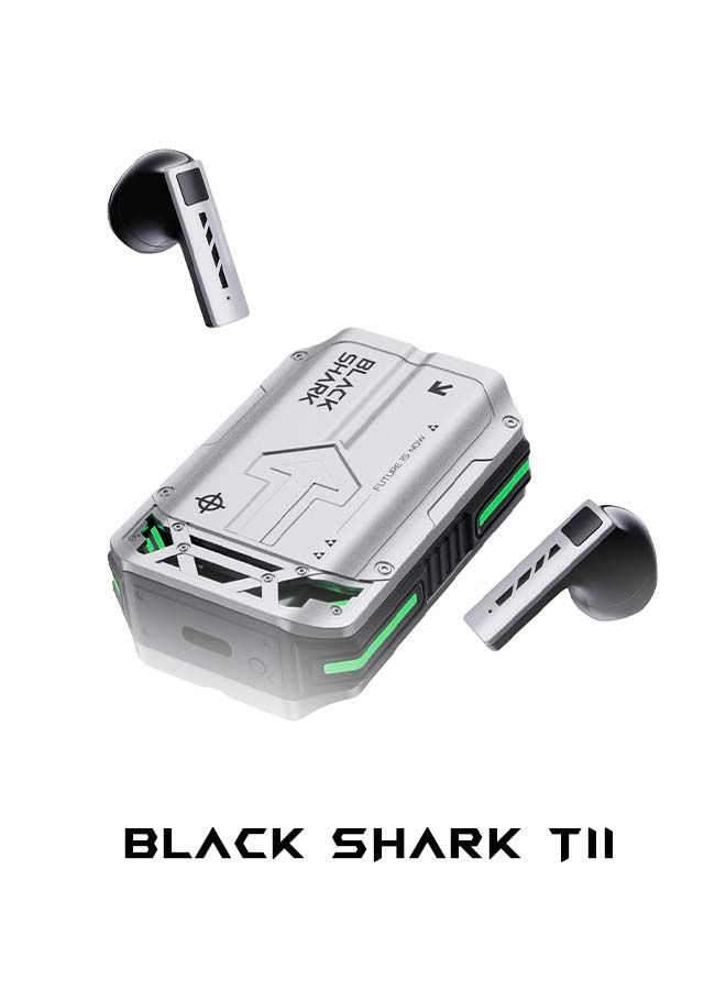 Black Shark T11 مع وضع زمن انتقال منخفض، بلوتوث 5.3، تأثير إضاءة RGB، عمر بطارية 30 ساعة وتقنية ENC لتقليل ضوضاء المكالمات - رمادي