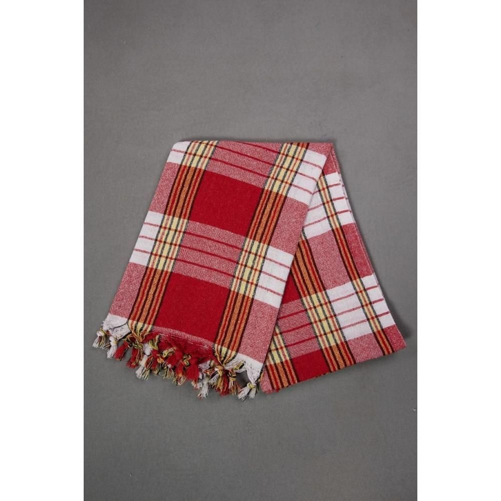 Traditional Turkish Bath Loincloth Body Towel 80x170 cm Red and Blue Color