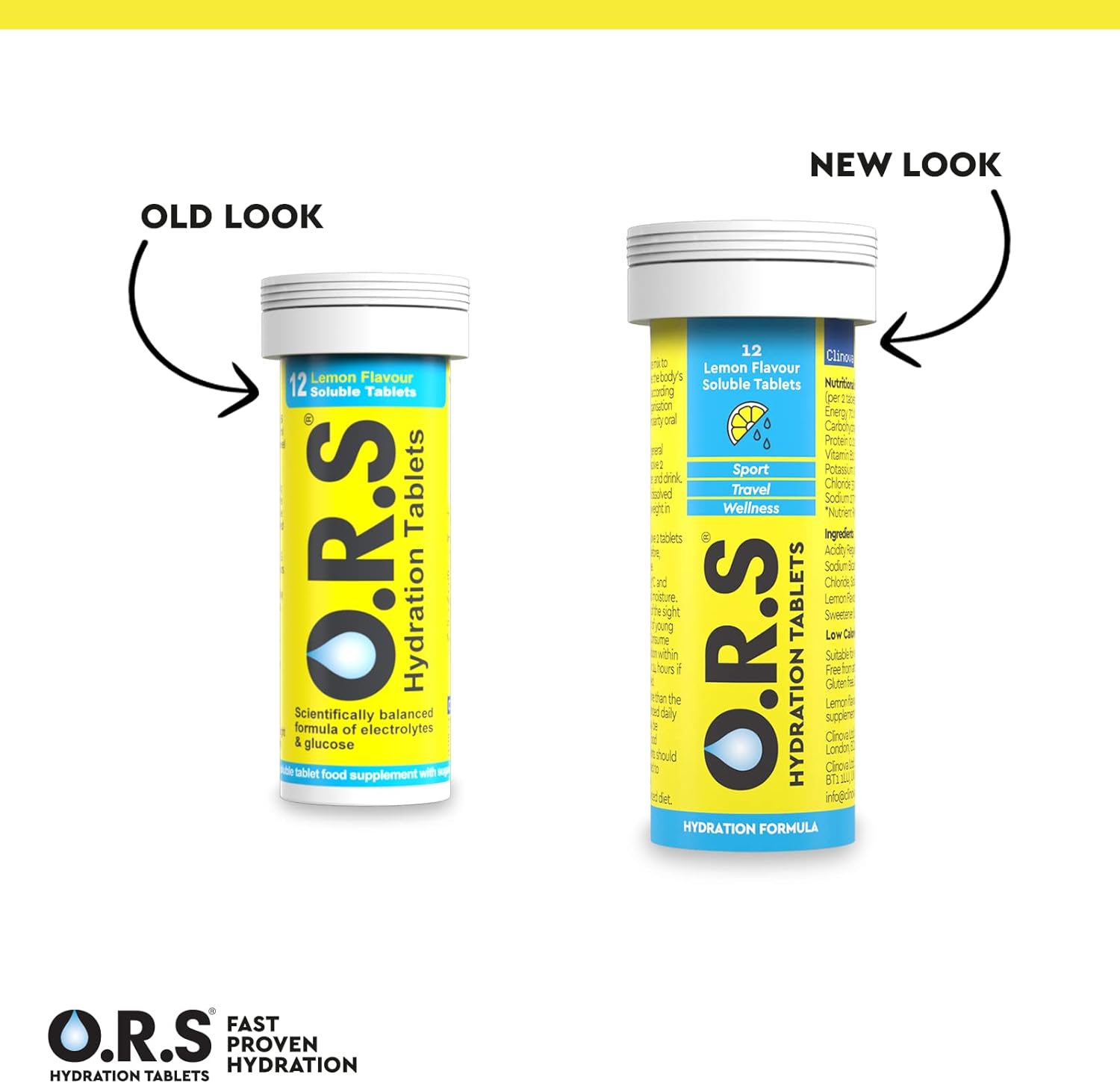 O.R.S Hydration Tablets with Electrolytes Natural Lemon Flavour 72 Tablets (Pack of 6 x12)
