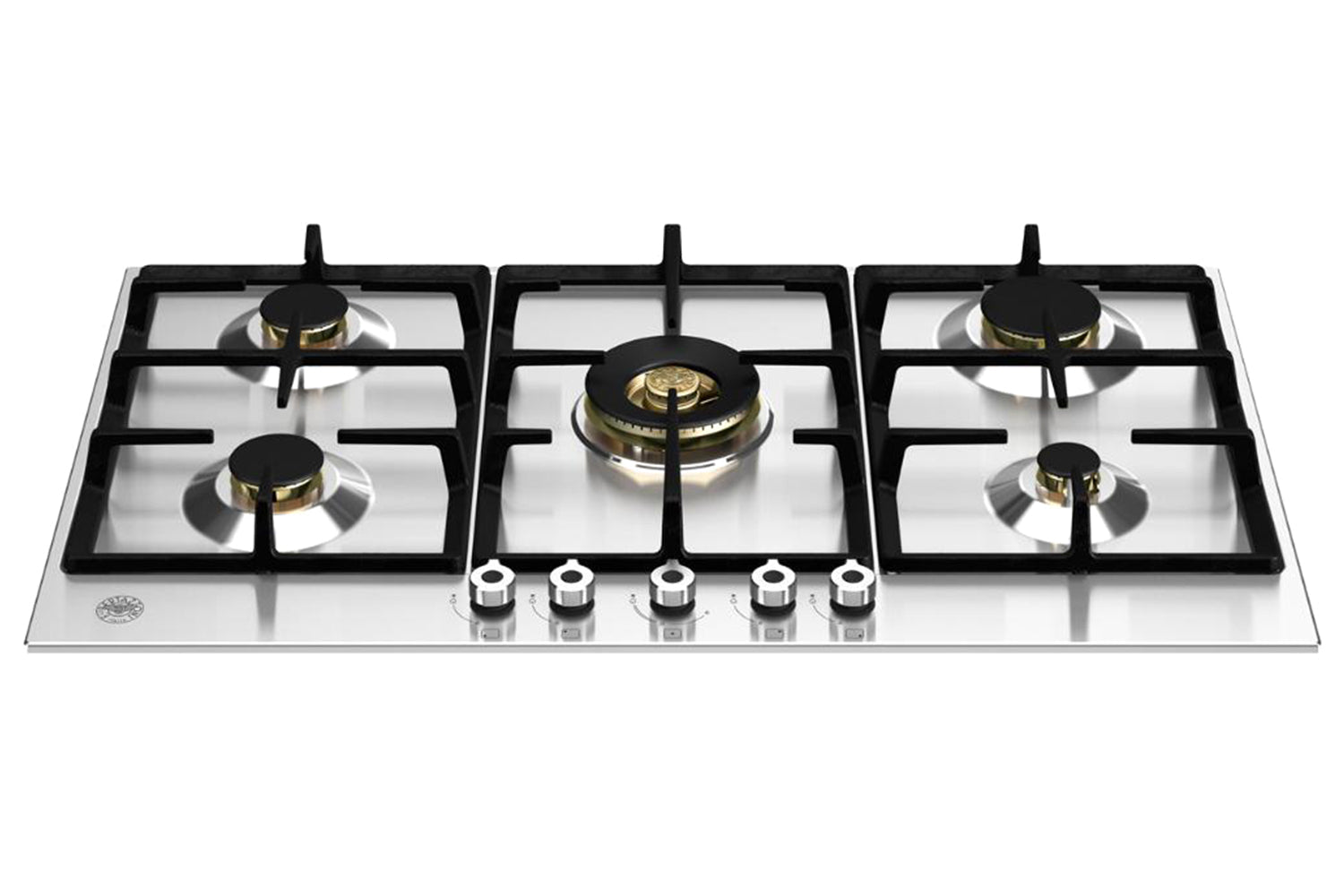Bertazzoni P905CPROX Professional Series Gas Hob with Central Dual Wok Burner, Stainless Steel, 90cm