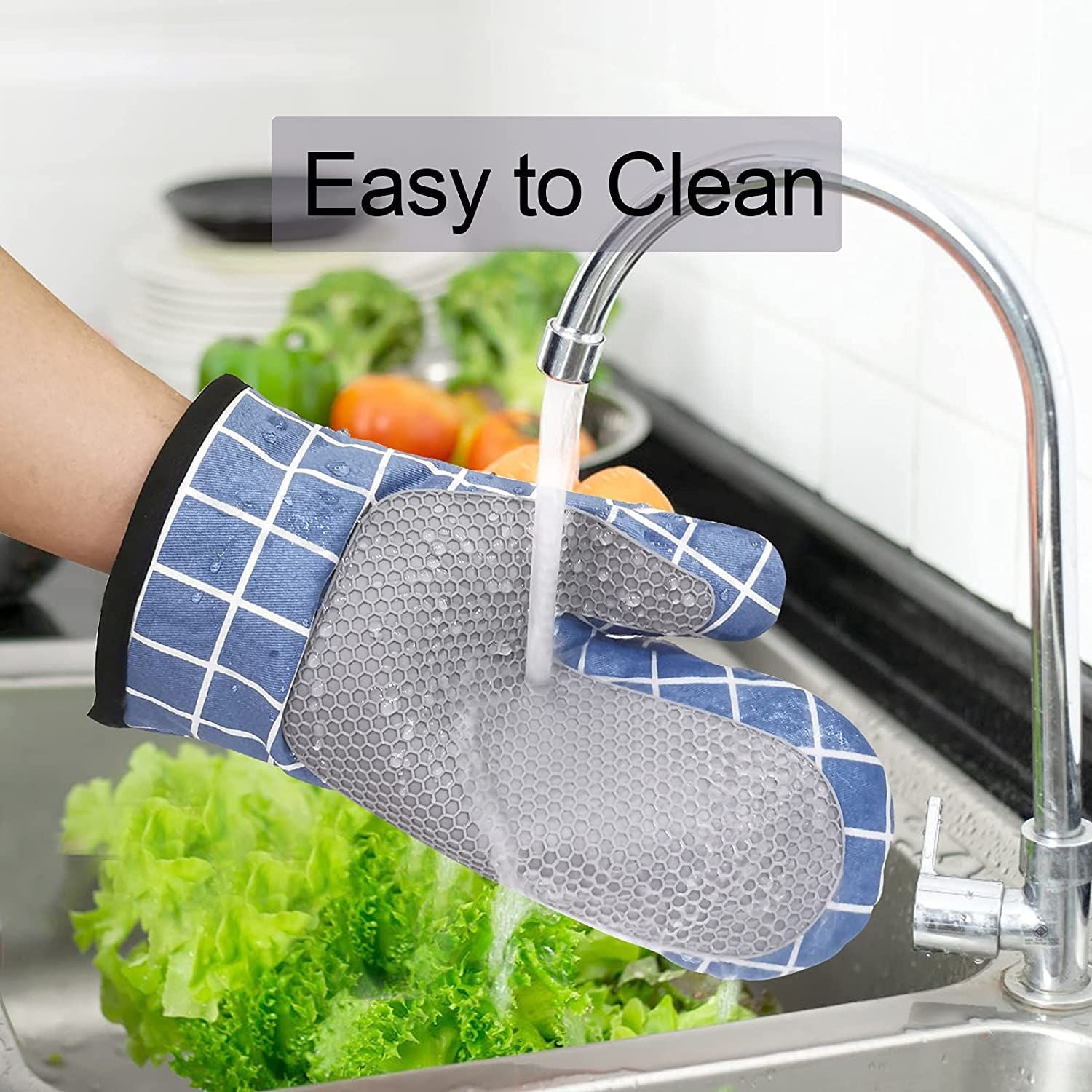 Oven Gloves Heat Resistant Mitts Silicone Kitchen Heat Insulating Gloves For Baking