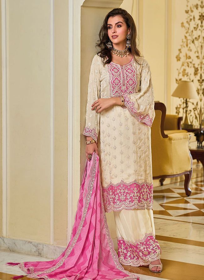 Fab Zone Women's Kurti With Plazzo And Embroidered Dupatta