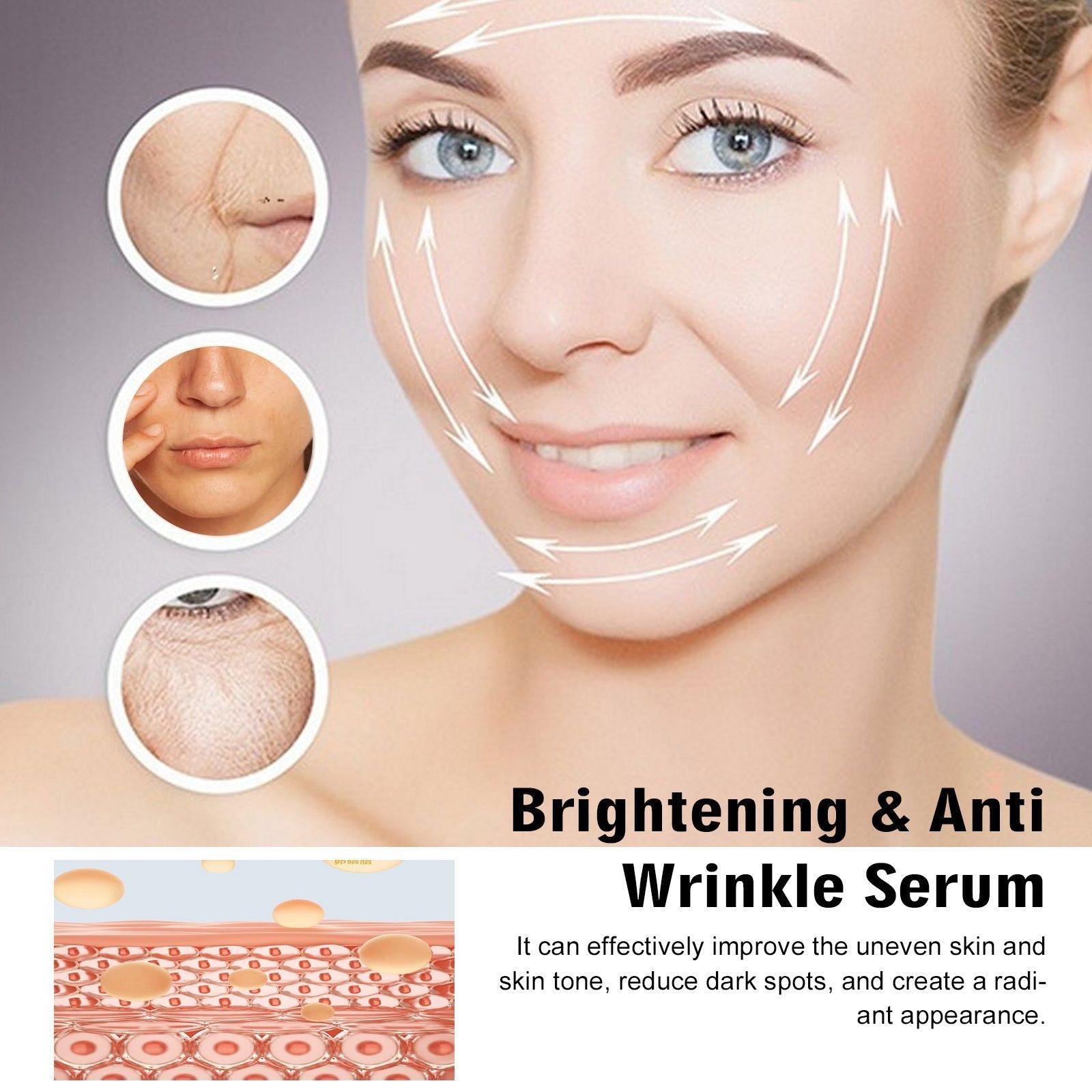 Brightening Anti Aging Serum Reduce Fine Lines Dark Spots Hydrating Firming Glowing Skin ,30ml