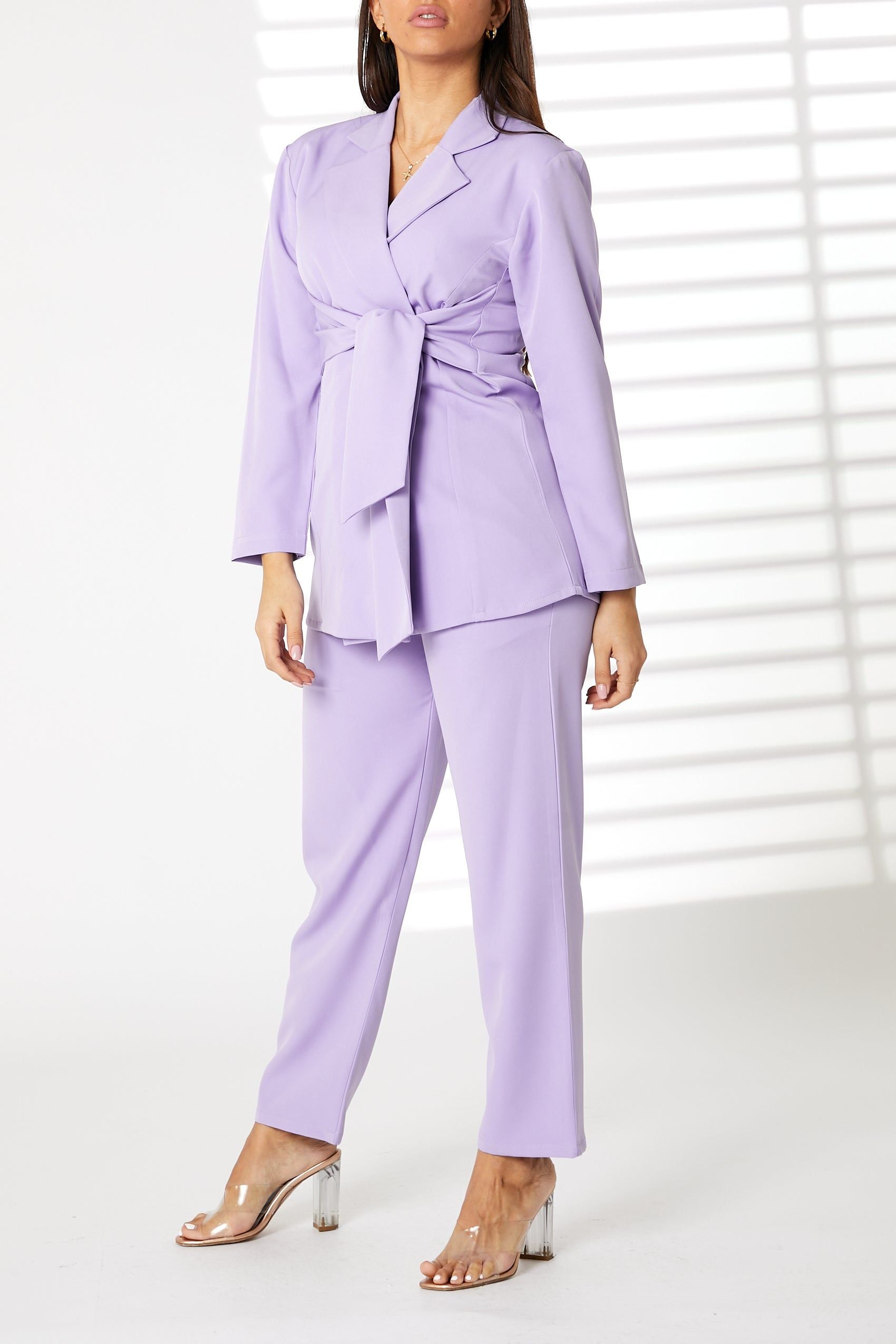 MOiSTREET Lavender Barbie Crepe Fabric Blazer and Pants Set