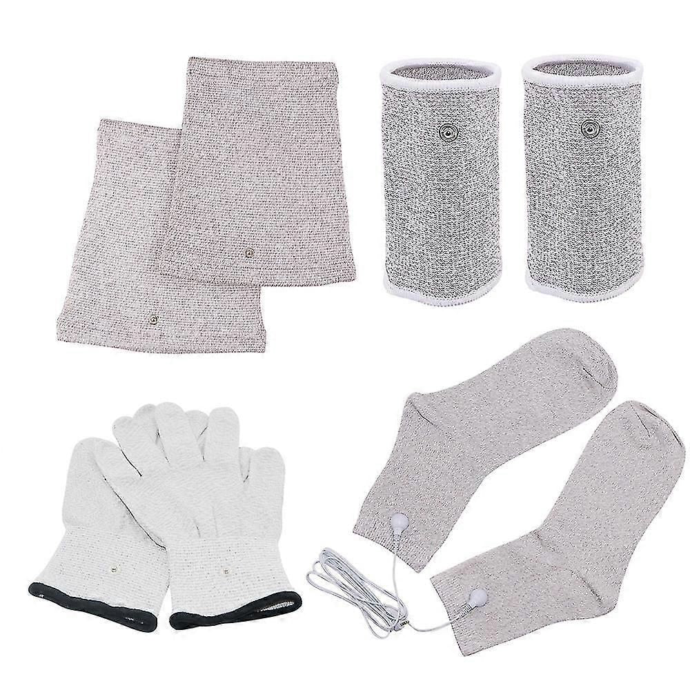 Silver Fiber TENS EMS Therapy Gloves Socks Knee and Wrist Pads Kit