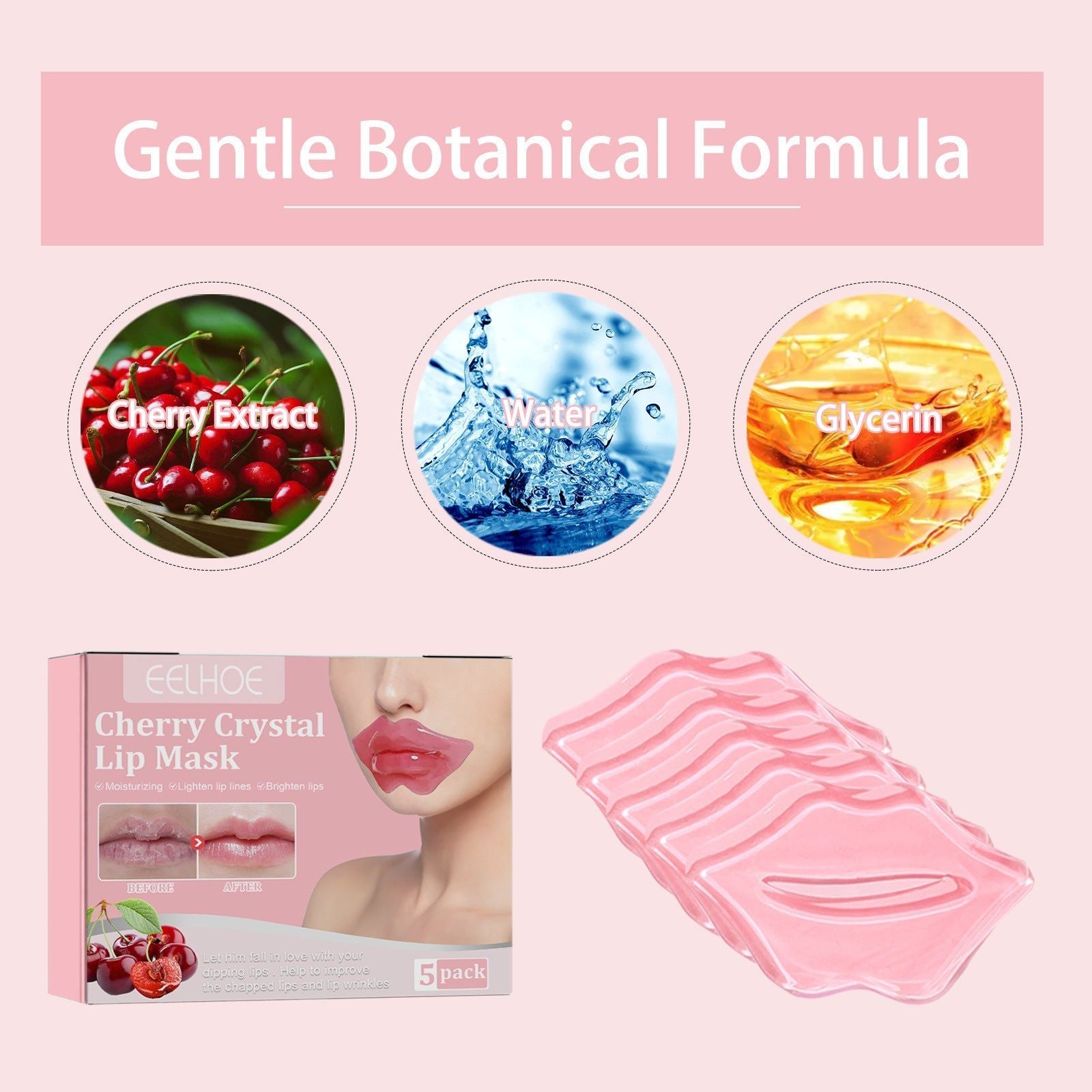Cherry Crystal Lip Mask for Moisturizing and Fading Lip Lines, Hydrating, Softening, Anti-Aging ,40g