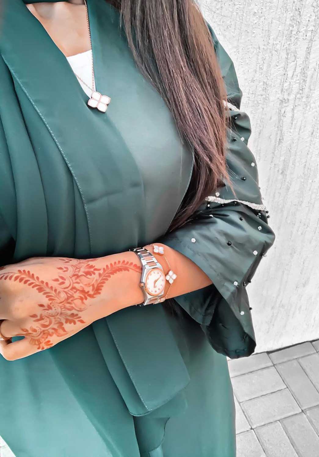 MOiSTREET Green Taffeta Abaya