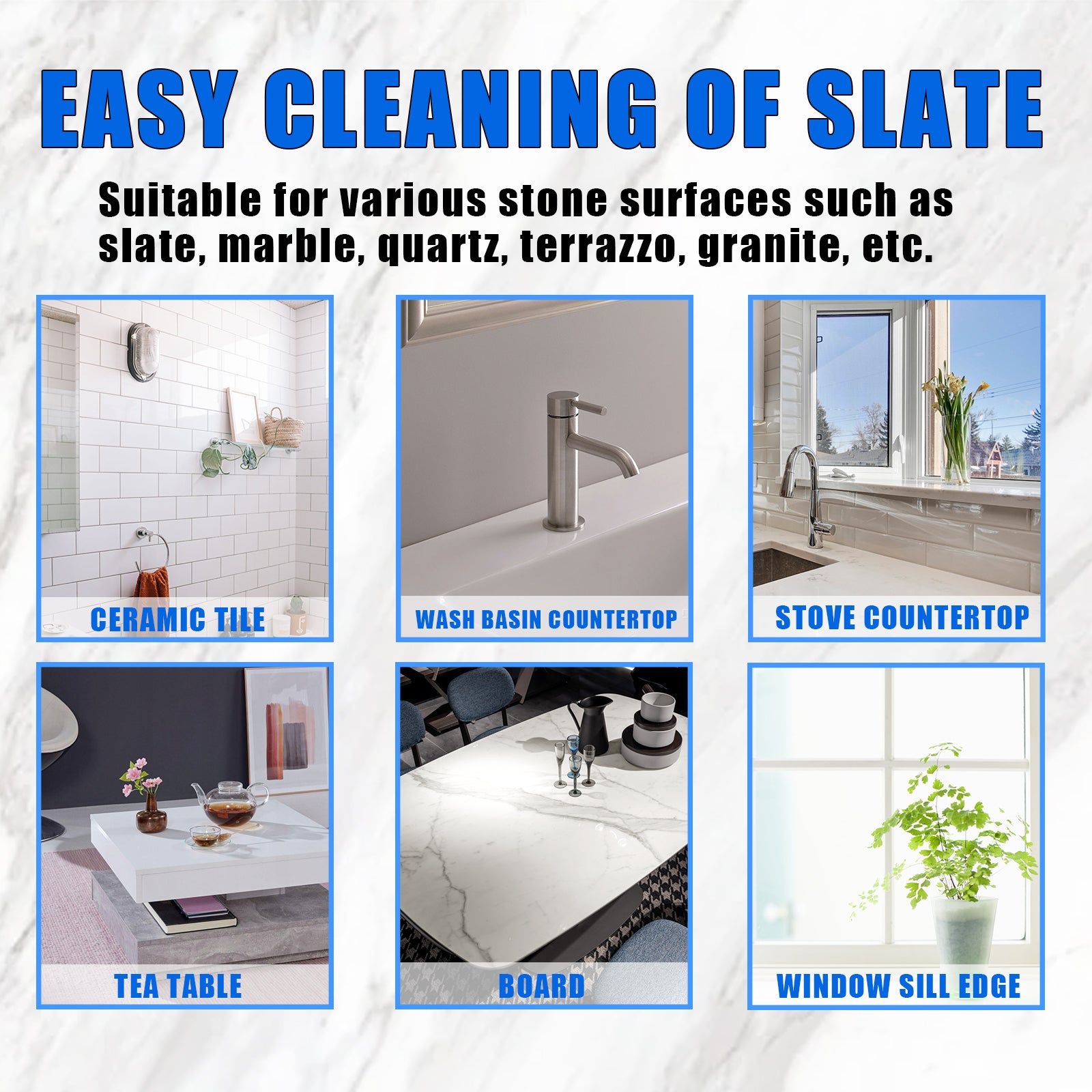 Ceramic Stone Coating Cleaner, Marble Tile Scratch Repair, Eco-Friendly Decontamination ,1set