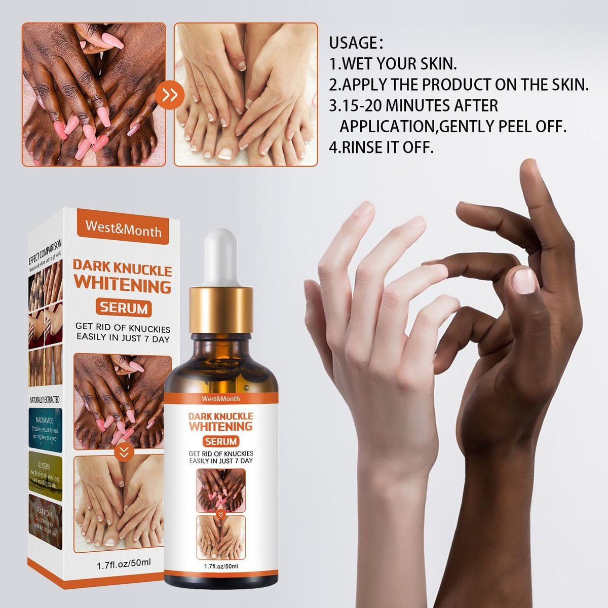 Dark Knuckle Whitening Serum Hand Elbow Knee Brightening Serum Skin Moisturizer