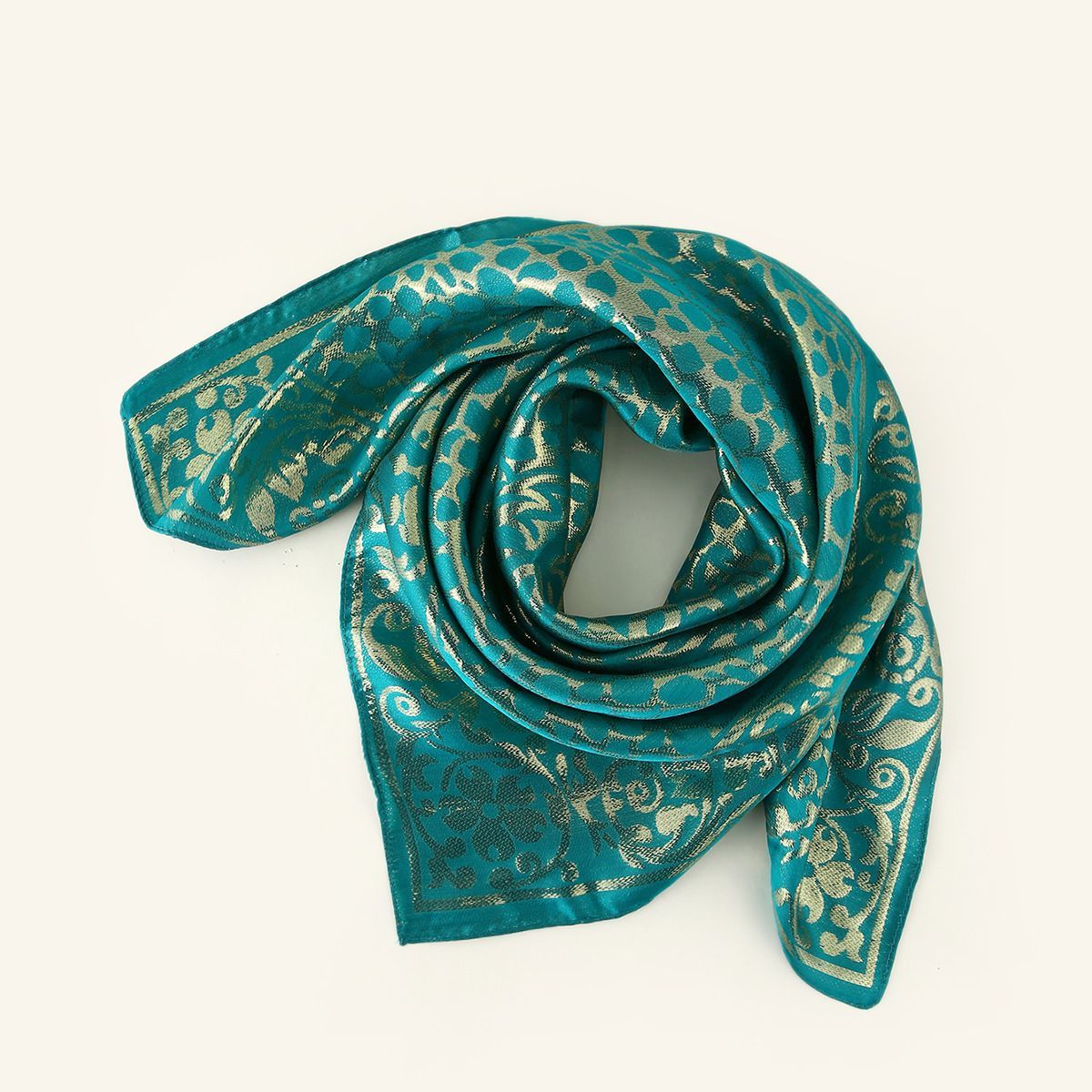 Royal Blue Silk Satin Jacquard Square Scarf for Women 85x85cm