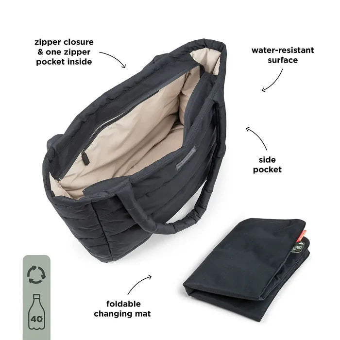 Done By Deer Quilted Changing Tote Bag Black