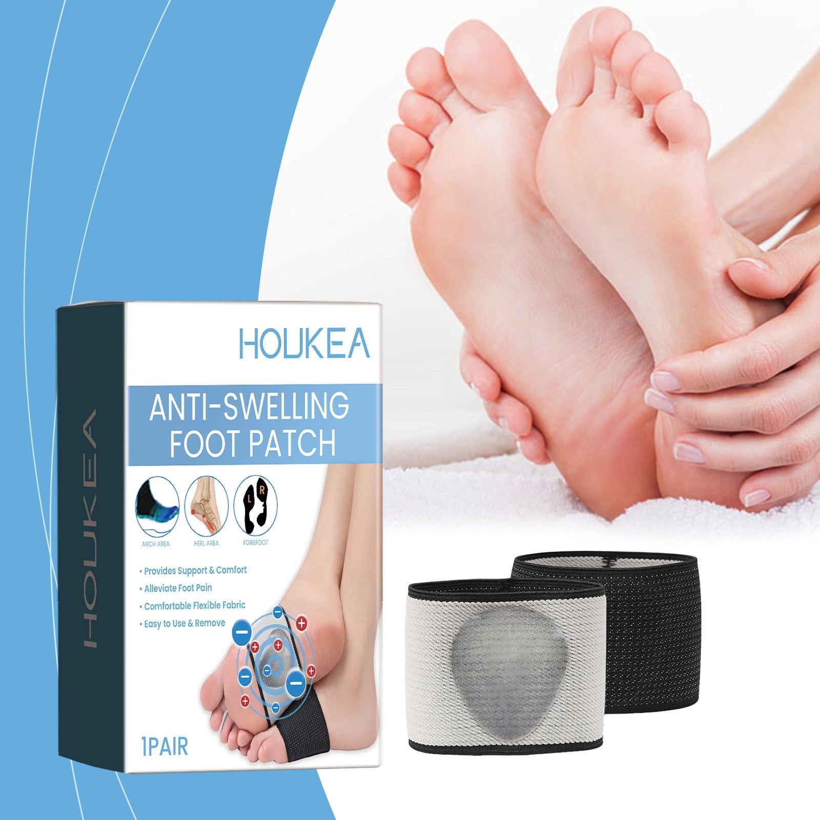 Comfortable Anti-Swelling Foot Care Insoles, Arch Support, Pain Relief, Unisex ,1pcs