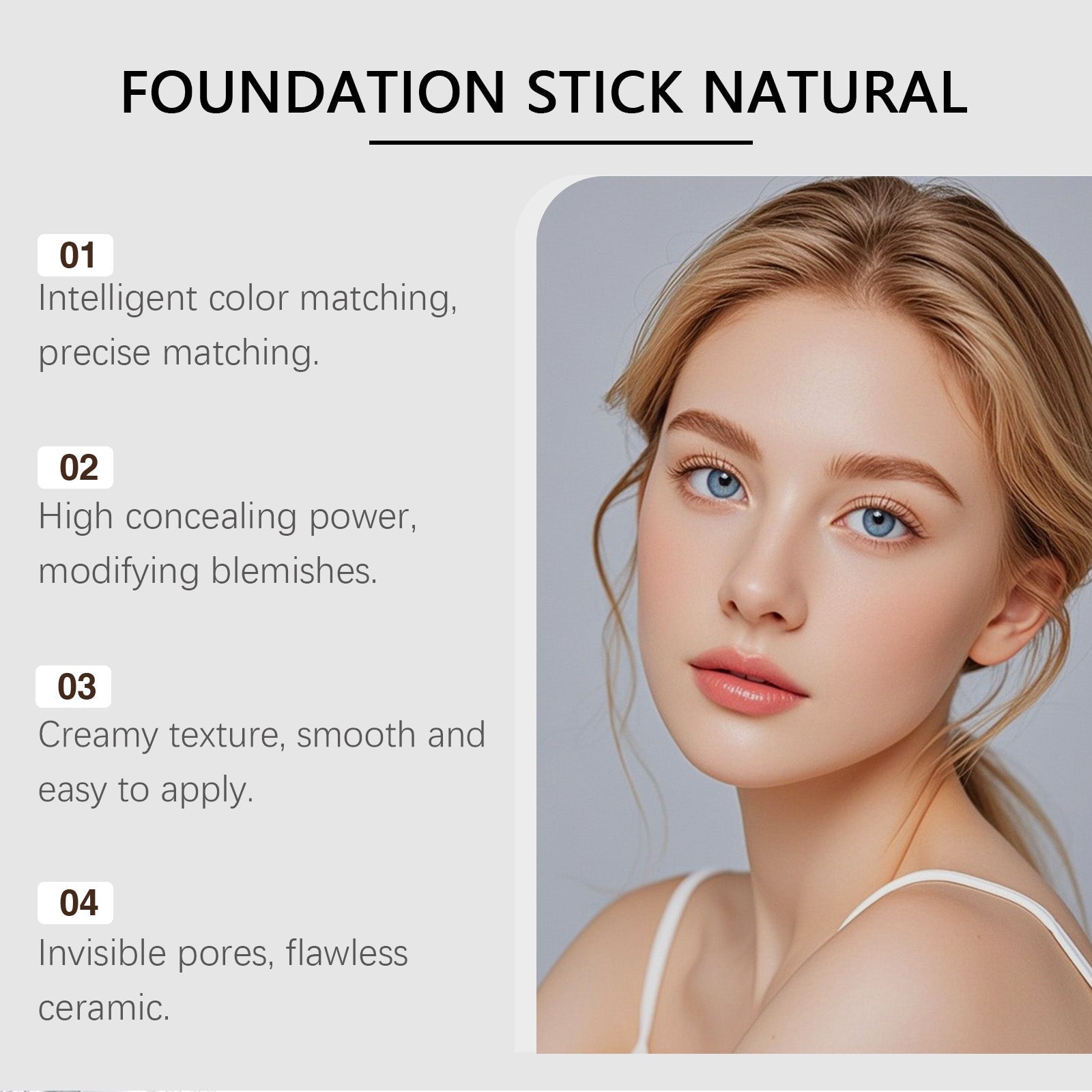Color Changing Foundation Stick, Hydrating Concealer, Flawless Makeup, Long-Lasting ,13g