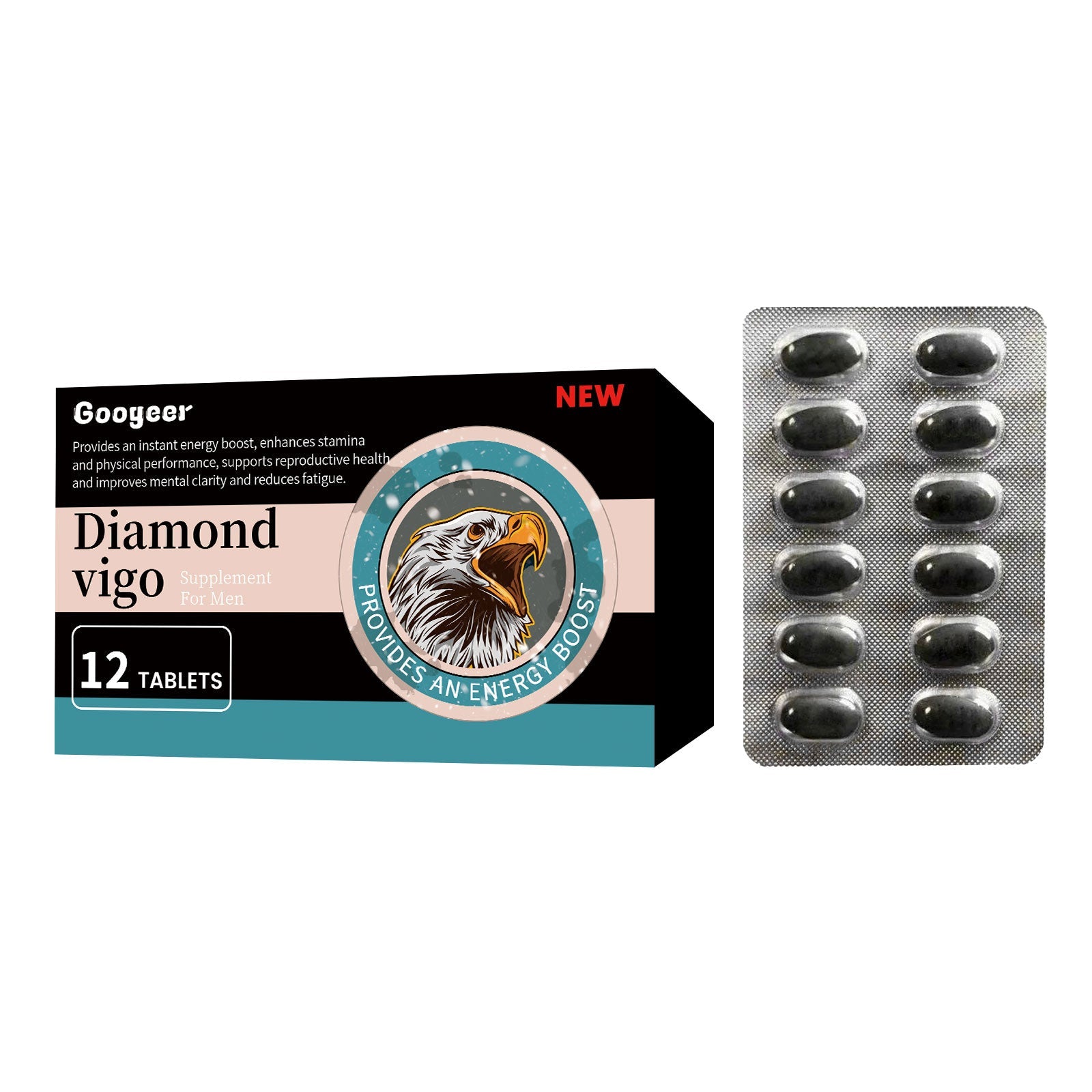 Diamond Vigo Body Care Supplement, Boost Energy, Support Vitality, Men's Health ,12tablets