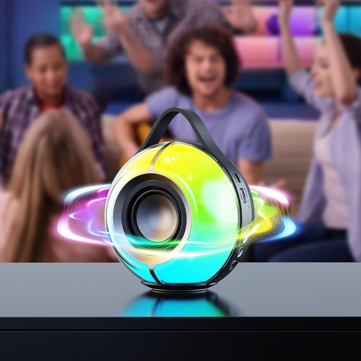 Portable Wireless Outdoor Speaker Bluetooth Speaker Stereo Device with Lights