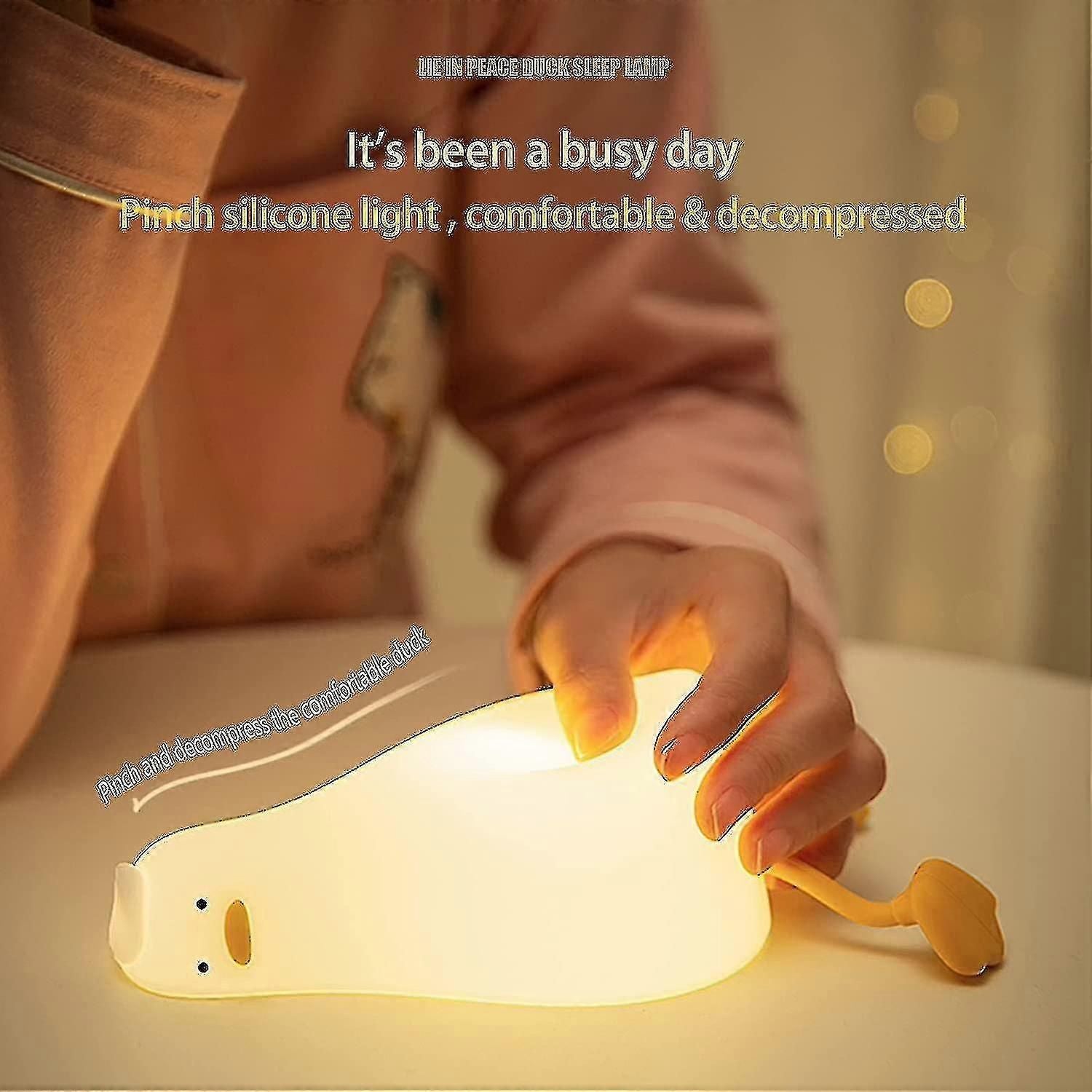 Lying Flat Duck Night Light, Led Squishy Duck Lamp, Cute