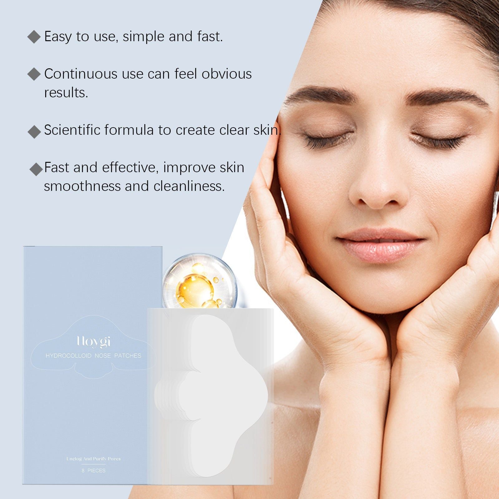 Clear Blackheads with Salicylic Acid Nose Patch, Gentle Pore Cleanser, Skin Smoother ,8pcs