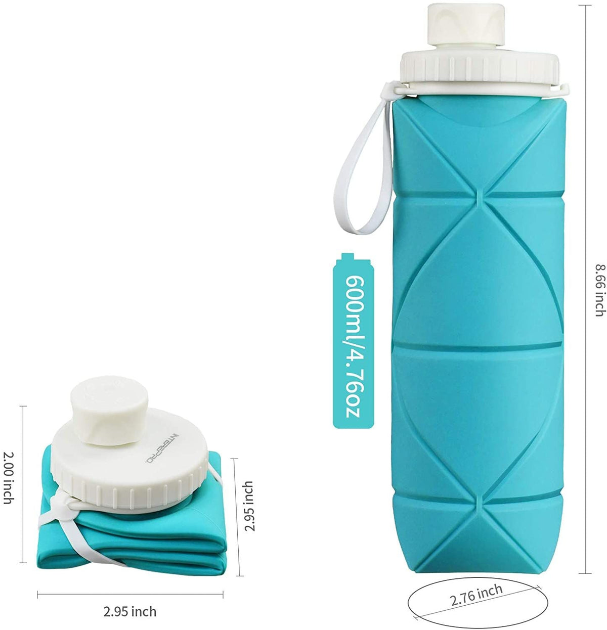 Collapsible Water Bottle Leak-Proof Heat-Resistant Travel Bottles 600ml