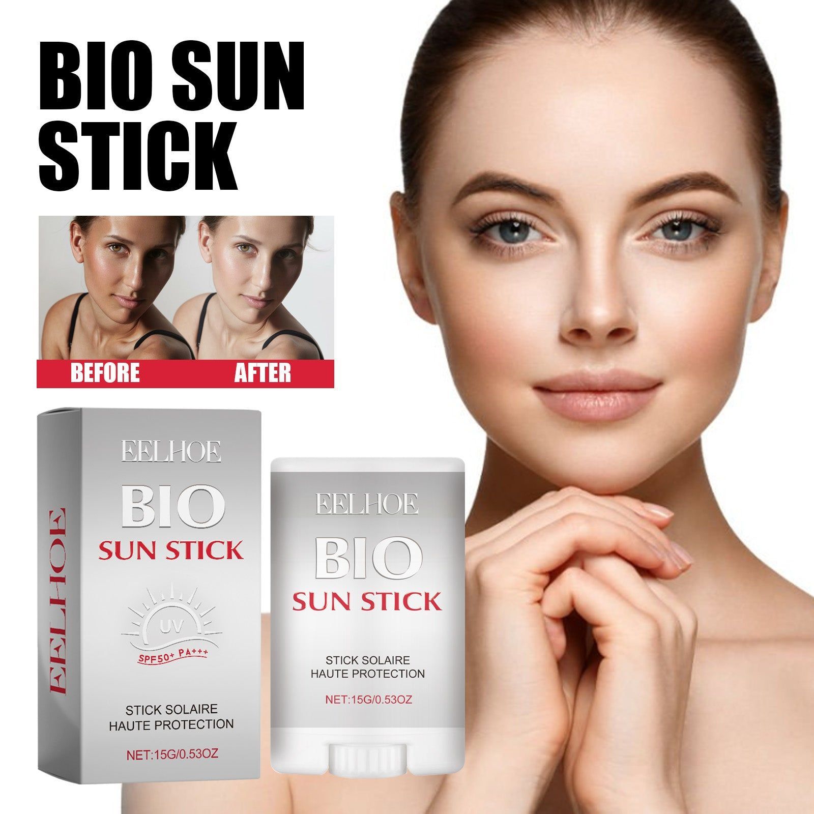 Bio Sun Stick Defense SPF 50, Brightening, Moisturizing, Waterproof, Fast Film Formation ,15g