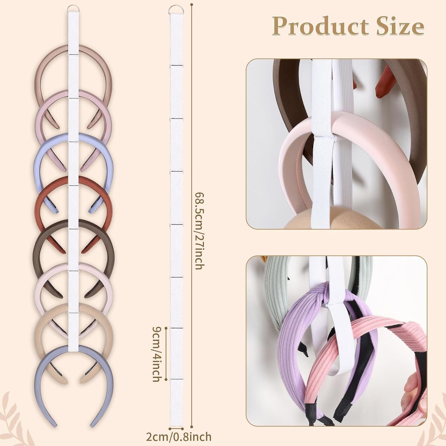 3 PCS Headband Holder Organizer Hanging Hairband Storage for GirlsWomen