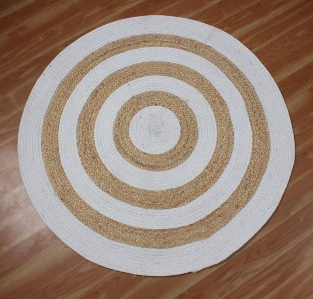 AIESY®  Beautiful Reversible Round Shape Jute Rug for Traffic Area