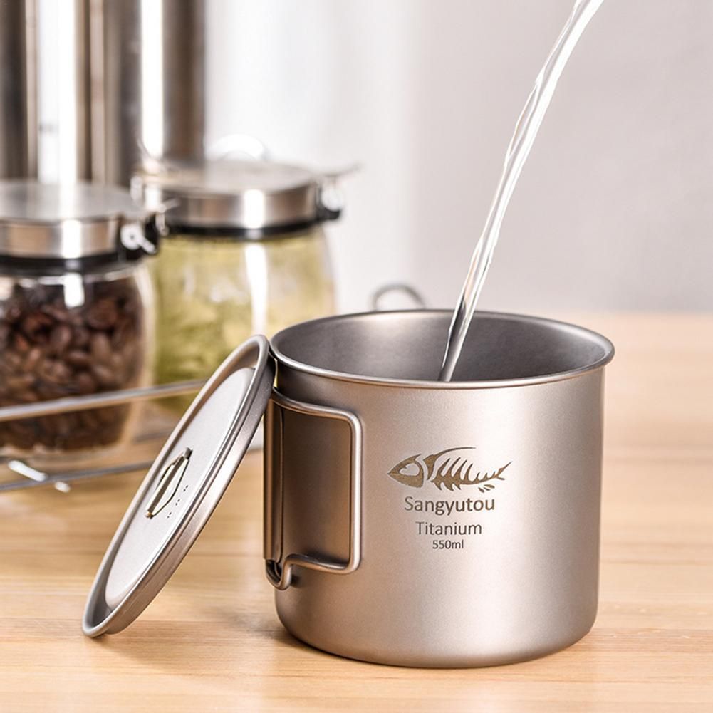 Outdoor Camping Mug Titanium Water Cup Picnic Fishing Accessory Travel Tableware