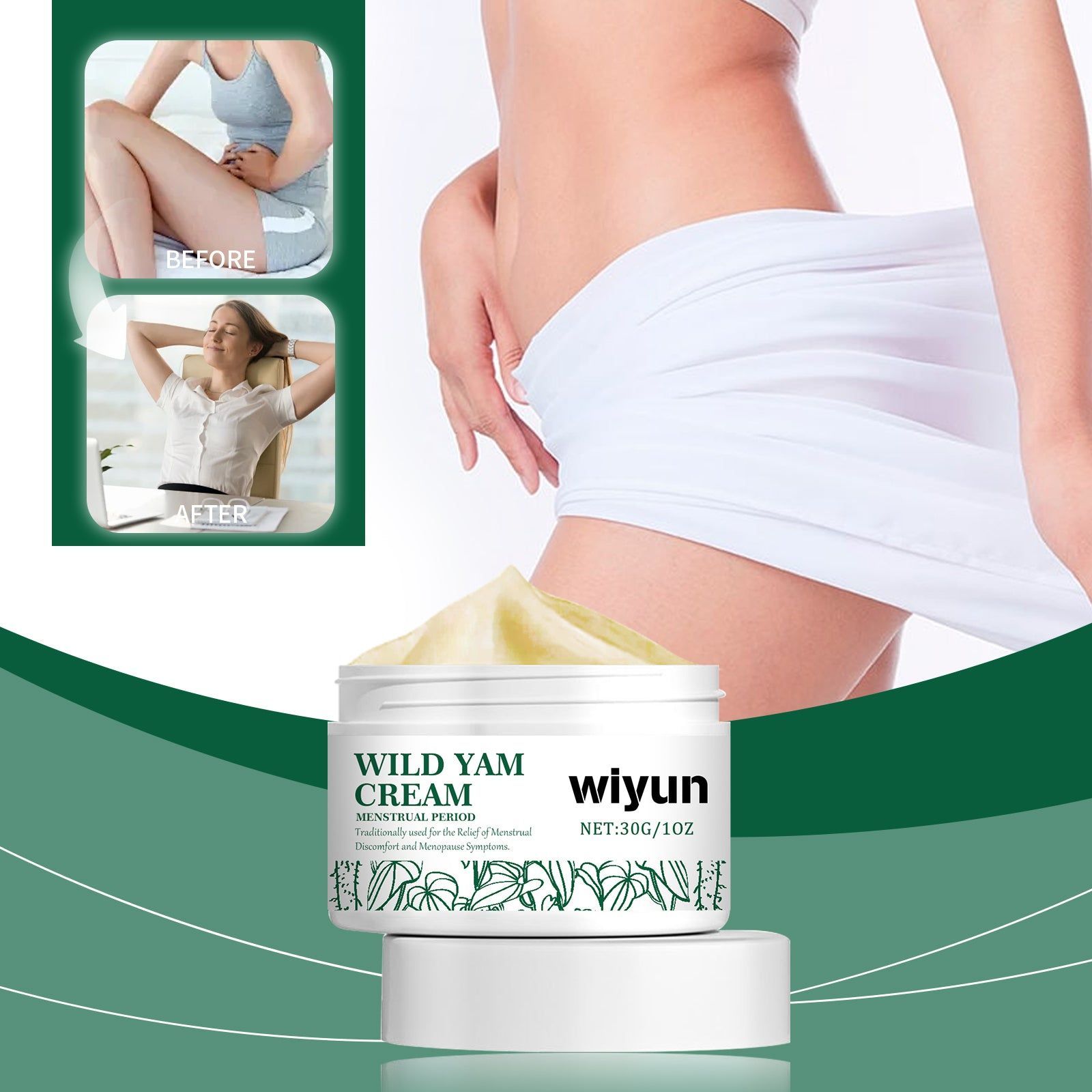 Menstrual Relief Ointment, Natural Pain Relief, Fast Absorption, Portable, Women’s Stomach Comfort ,30g