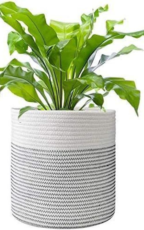 Mini Woven Jute Cotton Rope Plant Storage Basket for Home