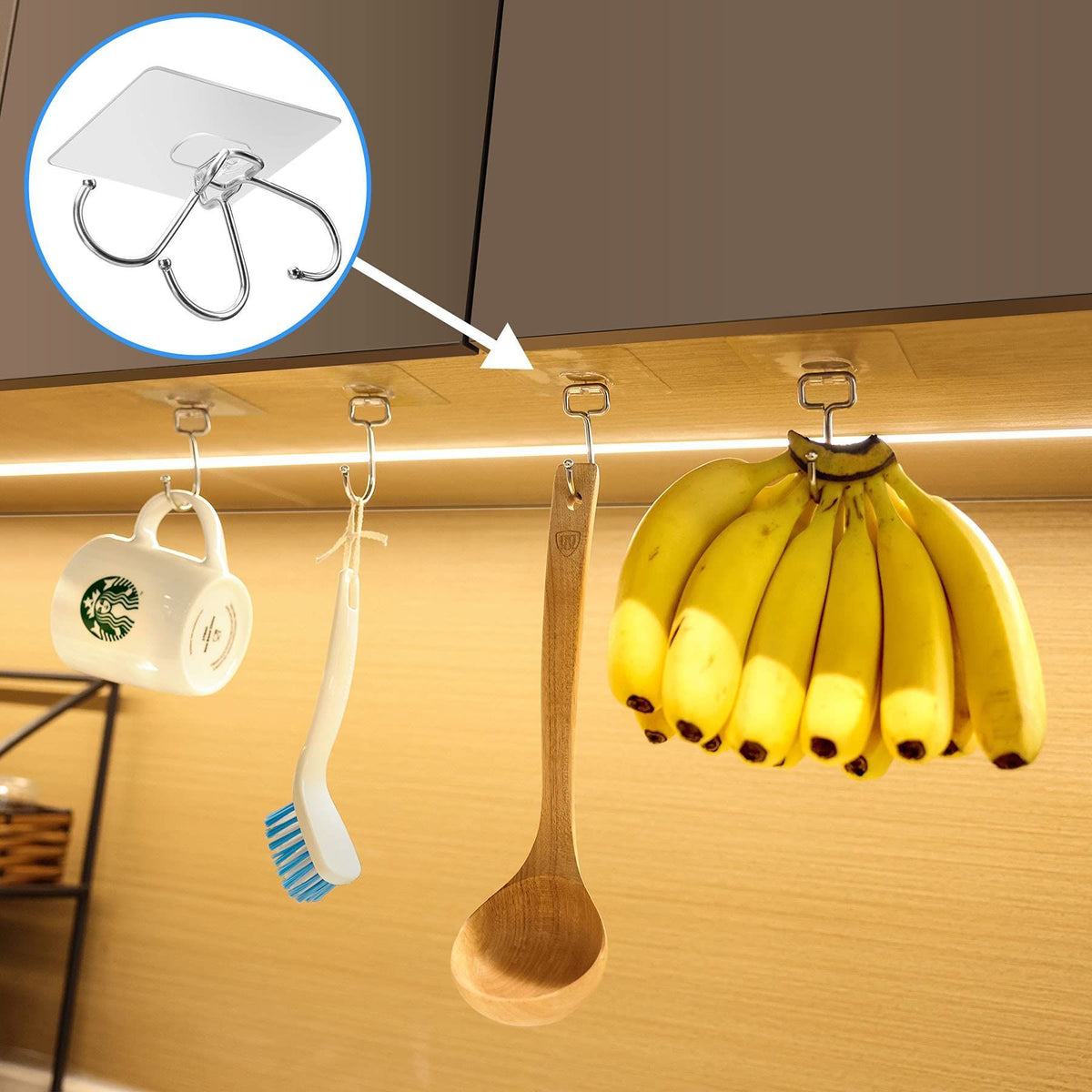 20pcs Nail Free Wall Hook Waterproof Strong No Trace Self Adhesive Hanging Hook